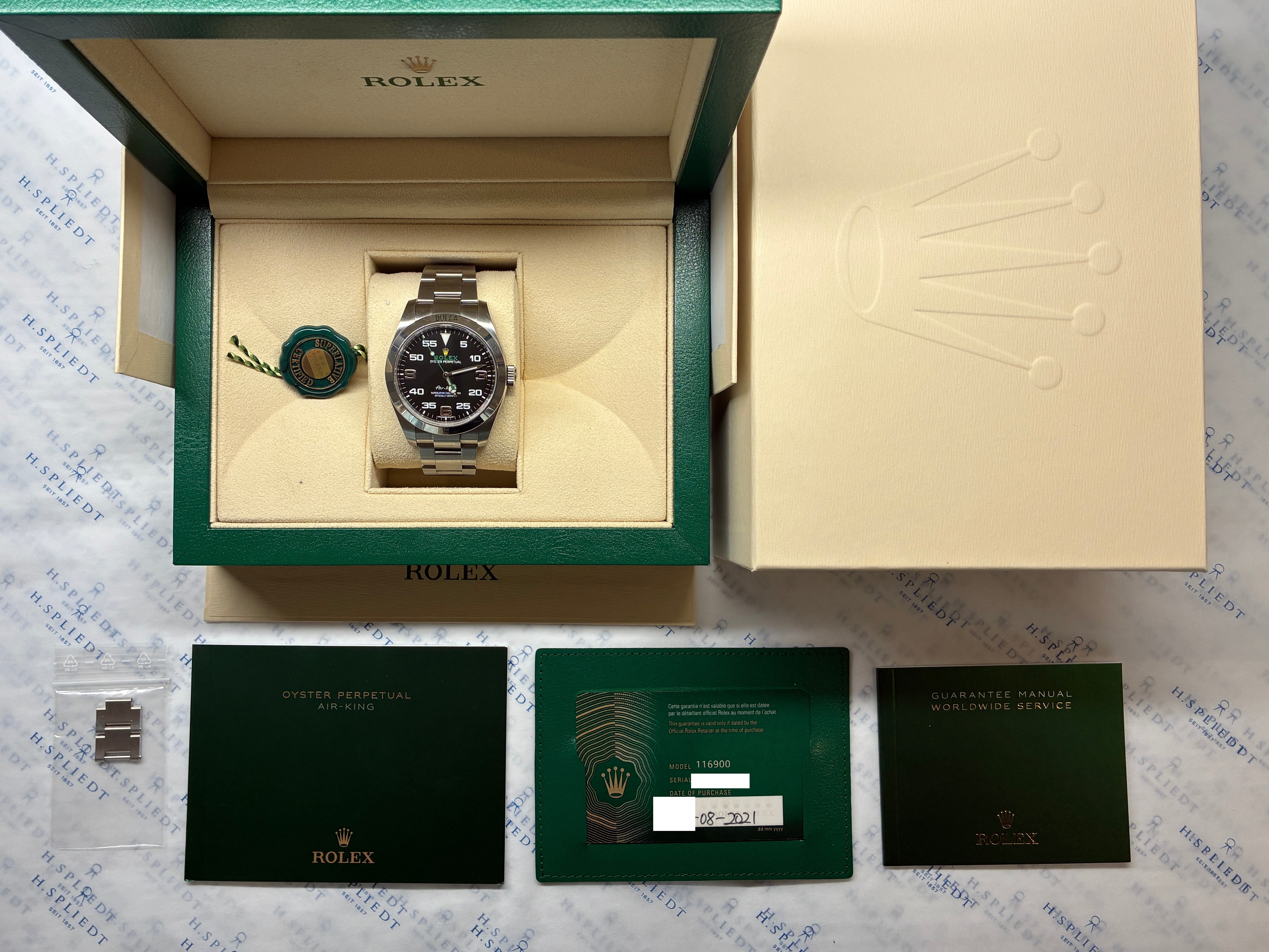 Air King / Full links / 18,5cm wristsize / Box & Papers / 2021
