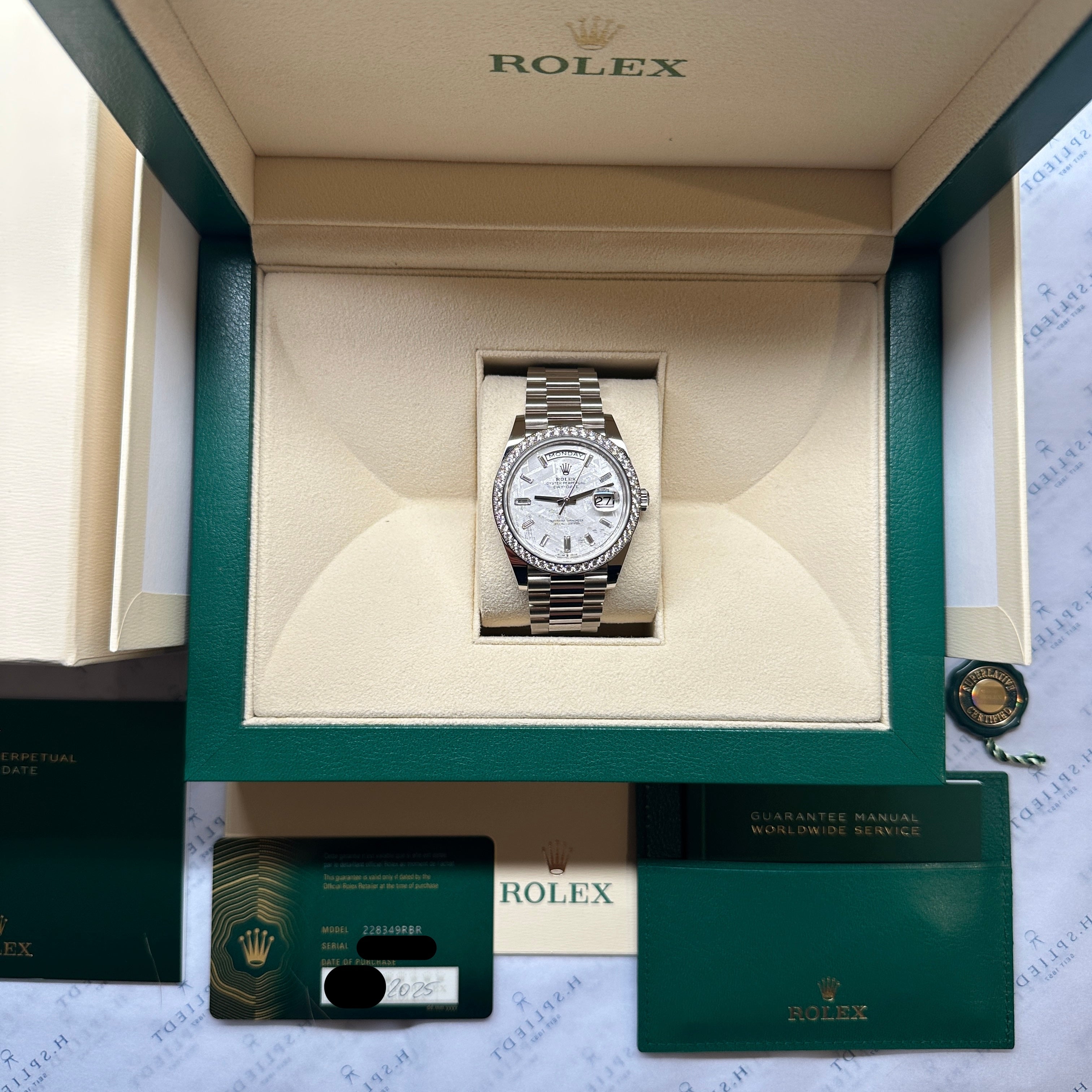 Rolex - Day-Date 40 Whitegold Meteorite Baguette Dial Diamonds / Box & Paper / Unworn / 2025 - [product_sku]