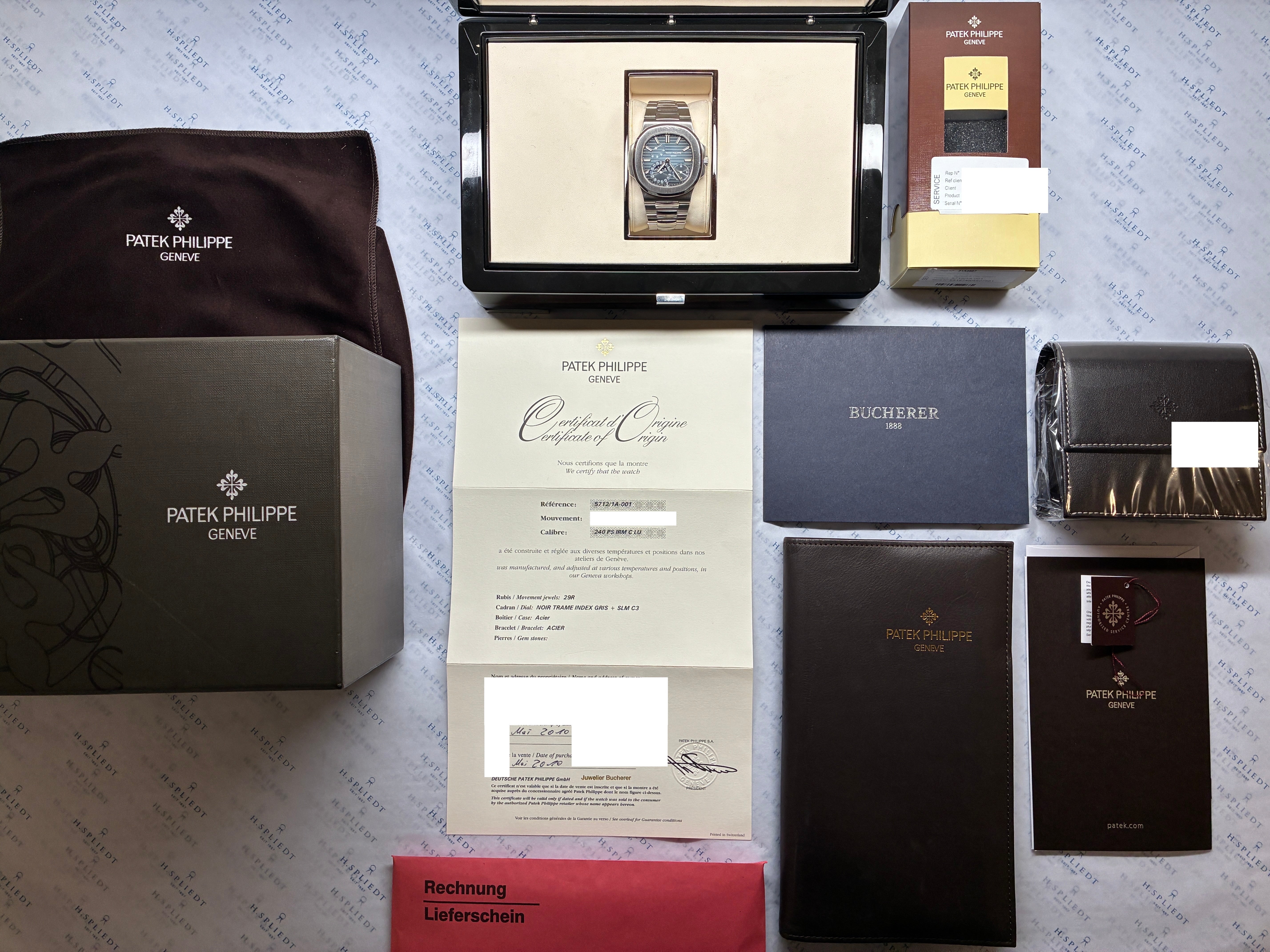 5712/1A-001 / very good Condition / Date - Moonphase - Power-Reserve / Patek Service 2025 / Blue Dial / Full-Set / Germany 2010