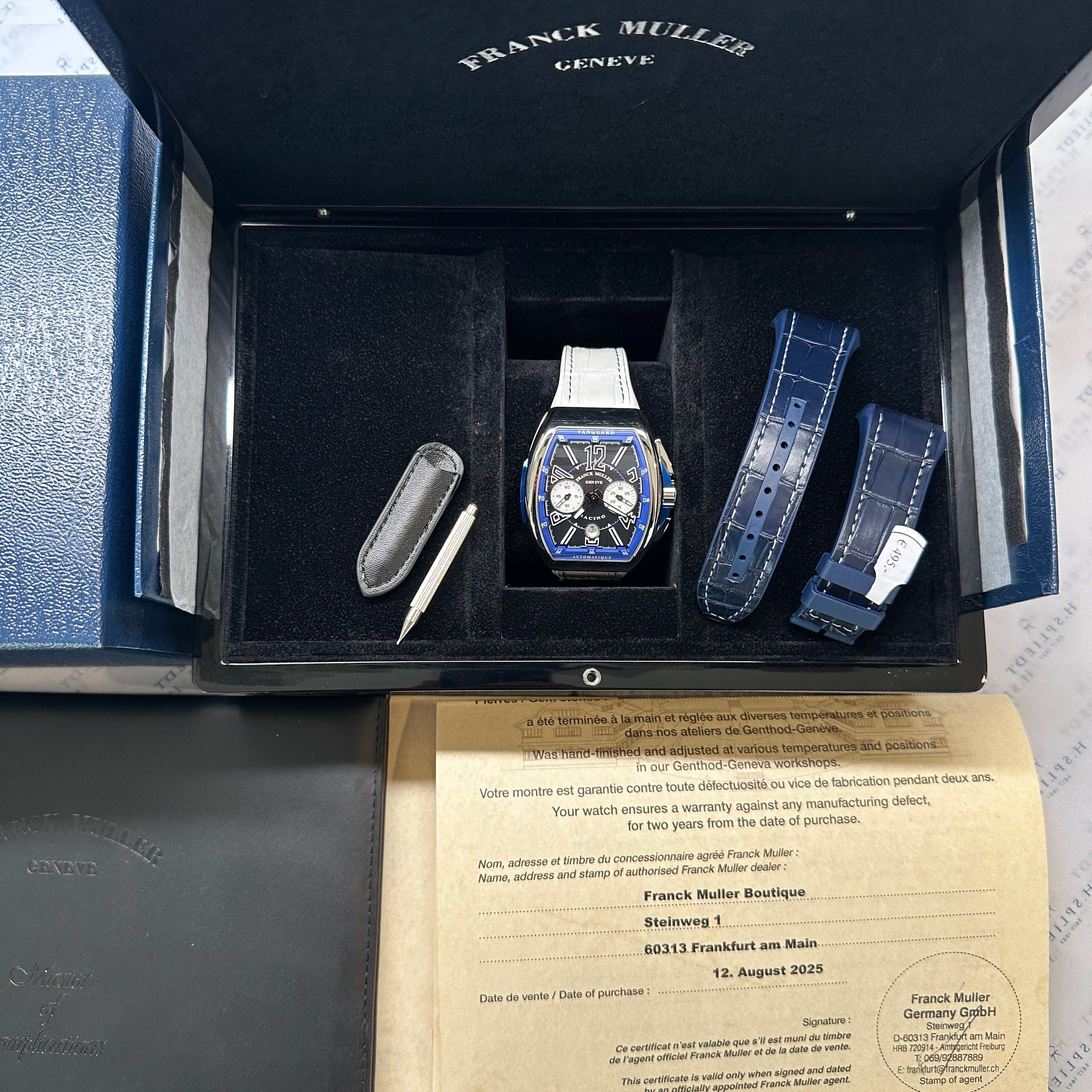 Vanguard Racing Chronograph Blue & Black / V45 / 2 STRAPS / Steel / Full Set / perfect Condition / Germany 2025