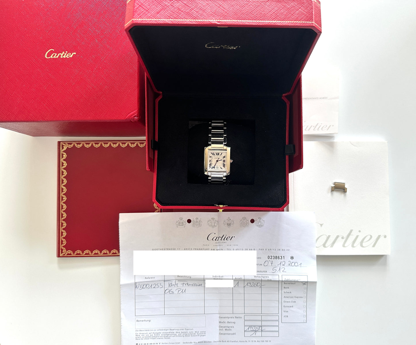 Tank Francaise Whitegold Automatic Ref. 2366 / Rare / Erstkaufrechnung -Deutschland 2001-