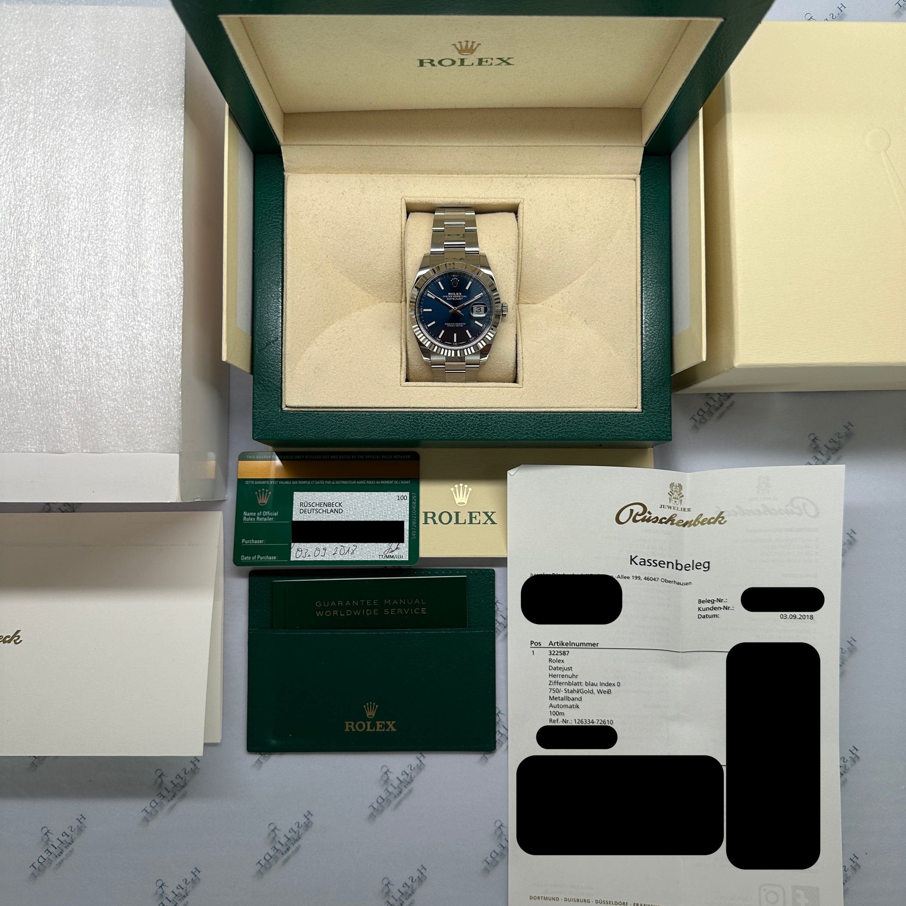 Datejust 41 Blue Dial Jubilee Whitegold Bezel / Box and Papers / 126334 / Very Good Condition / 2022