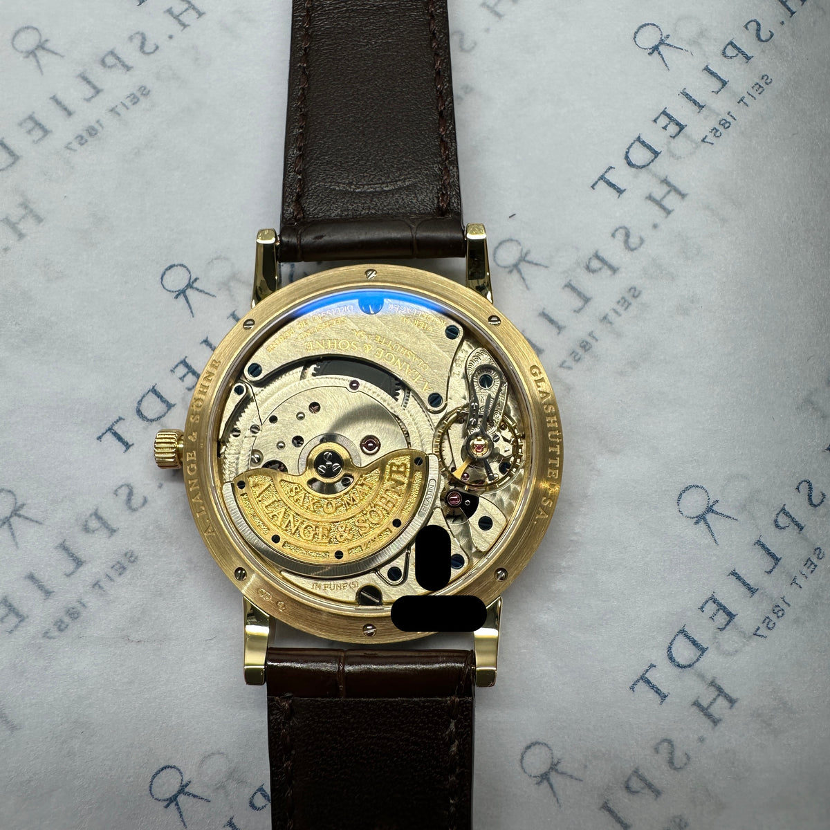 Langematik Sax-o-mat 37 mm / Service 2026 incl. Invoice / Box and Paper / perfect Condition unworn since Serv. / 2003