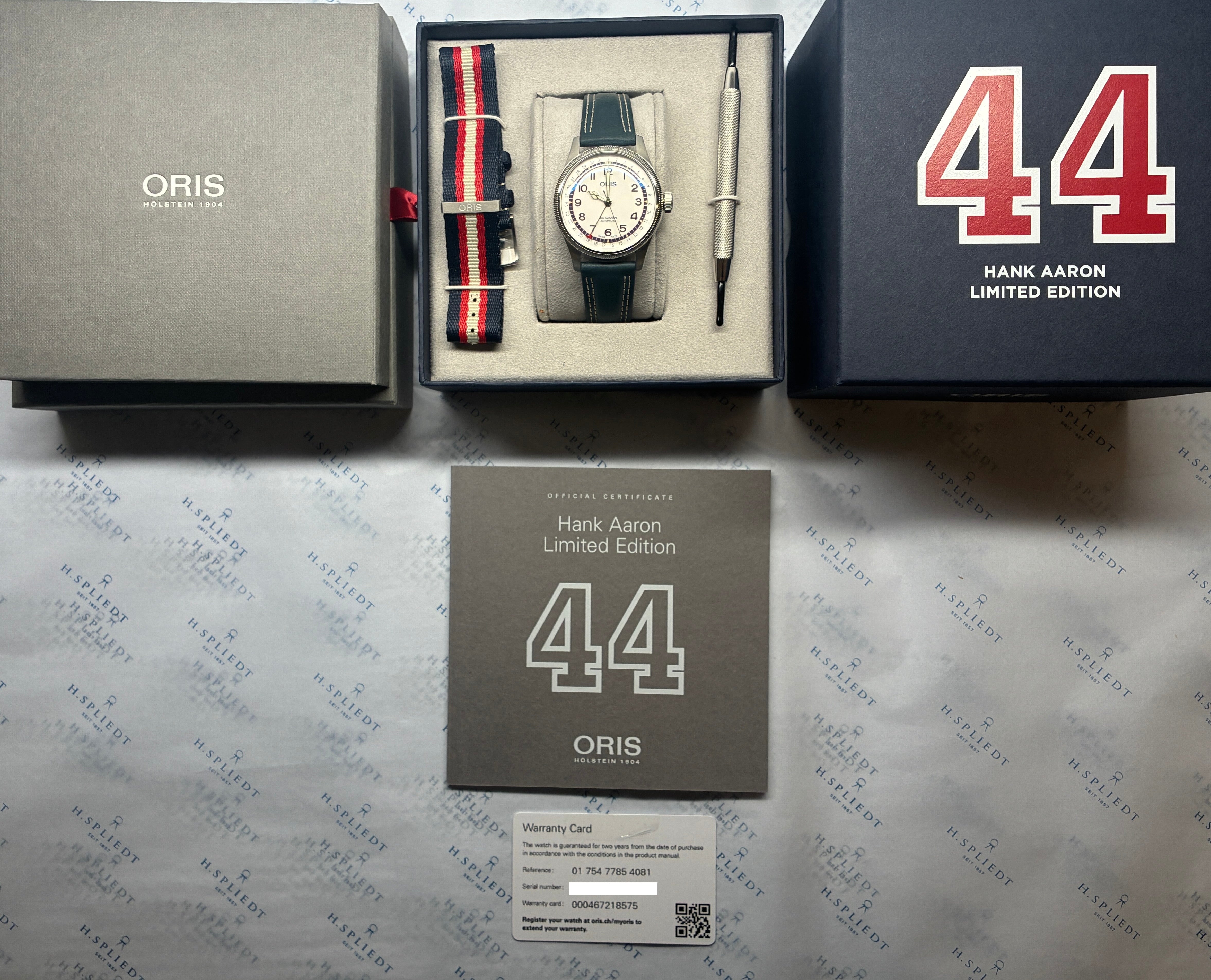 Oris Big Crown Hank Aaron Limited Edition in Box mit Zertifikat und zusätzlichem Band
