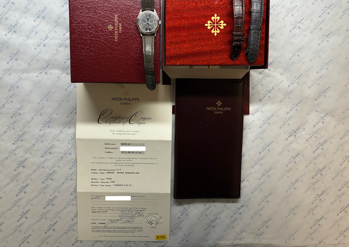 Annual Calendar / Platinum / Grey Dial / 3 Straps / Box & Papers / 2005