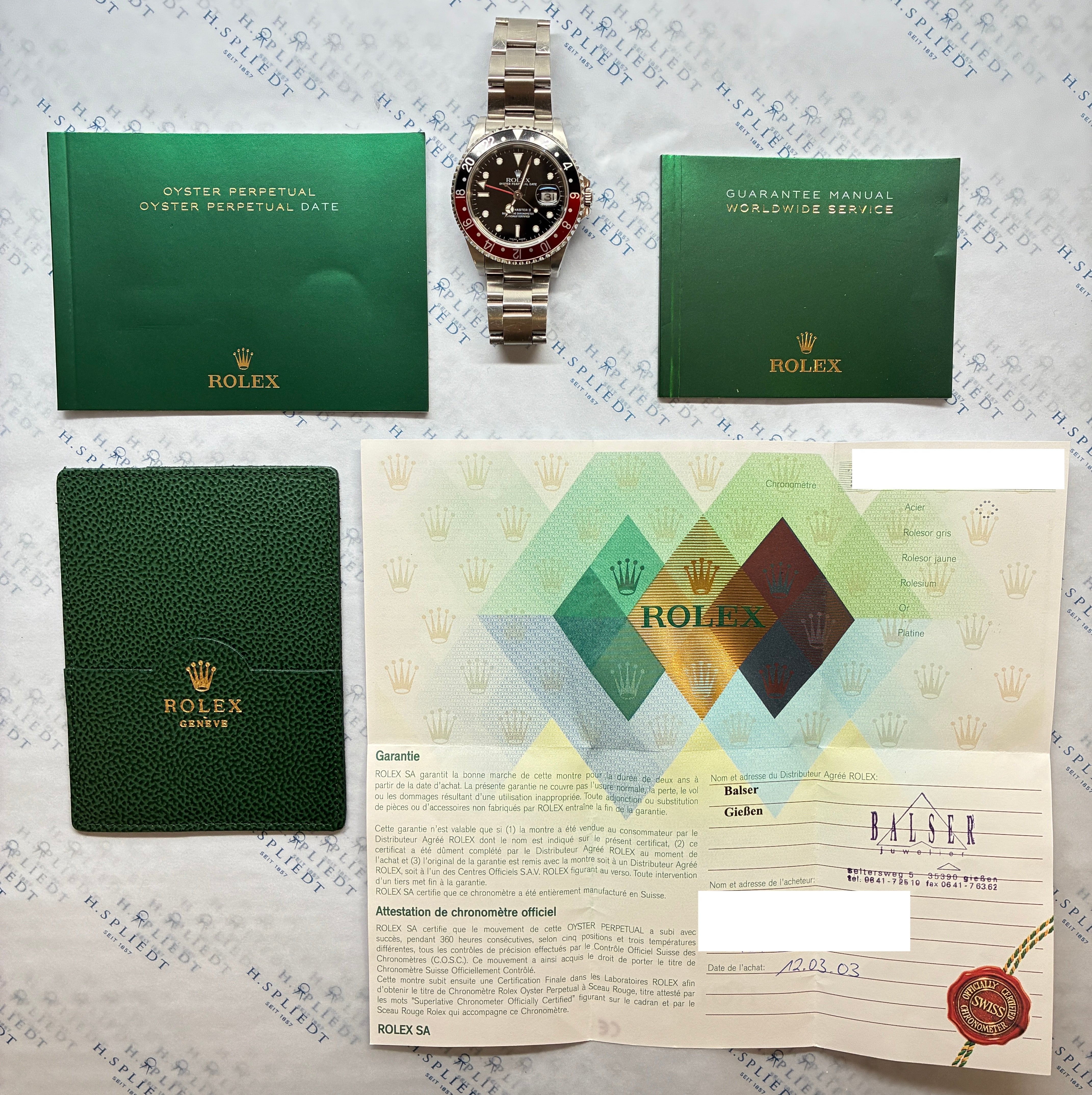 GMT-Master II Black Dial / Coke / Papers / 2003
