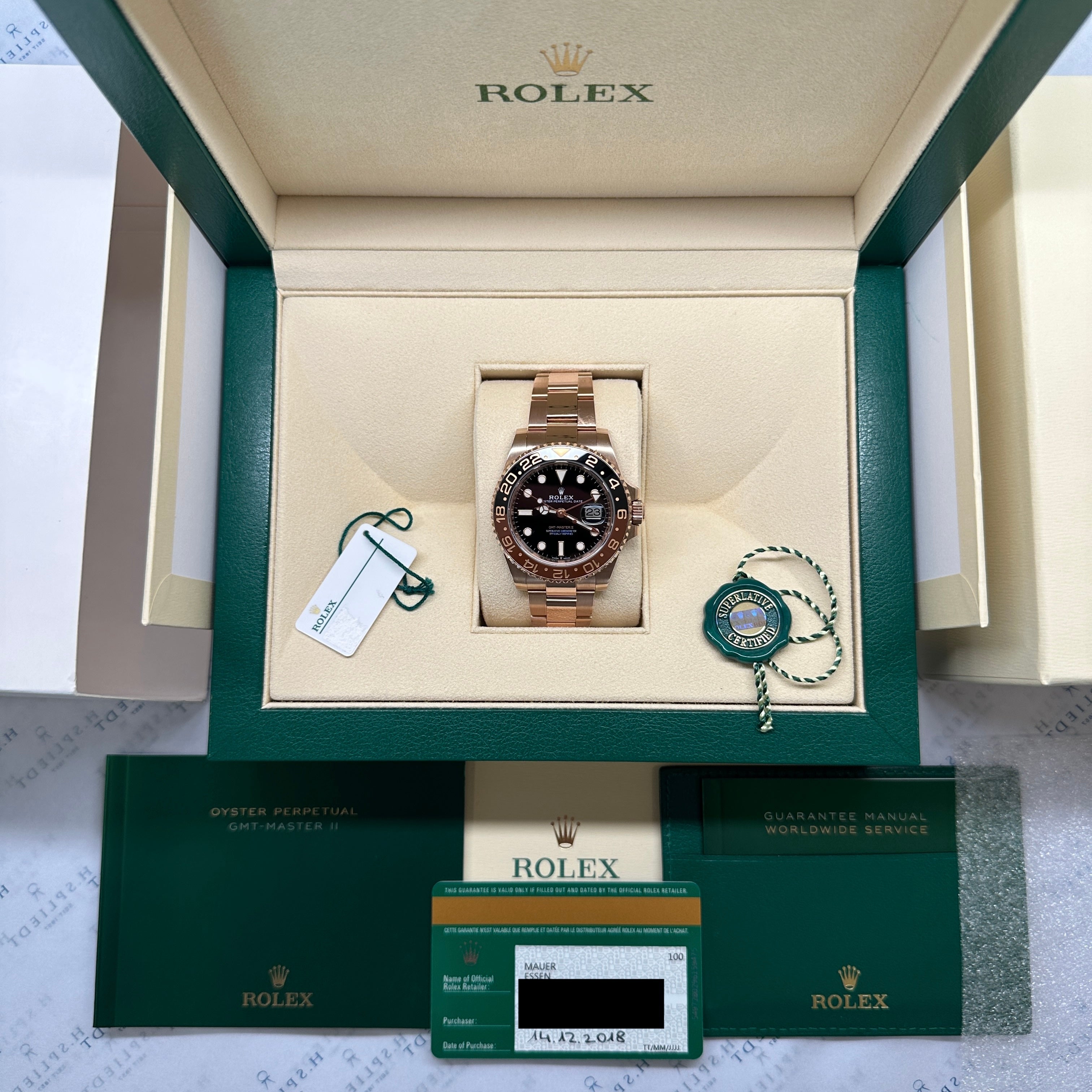 Rolex - GMT-Master II / Rootbeer / Roségold / Full-Set / LC100 / 2018 - [product_sku]