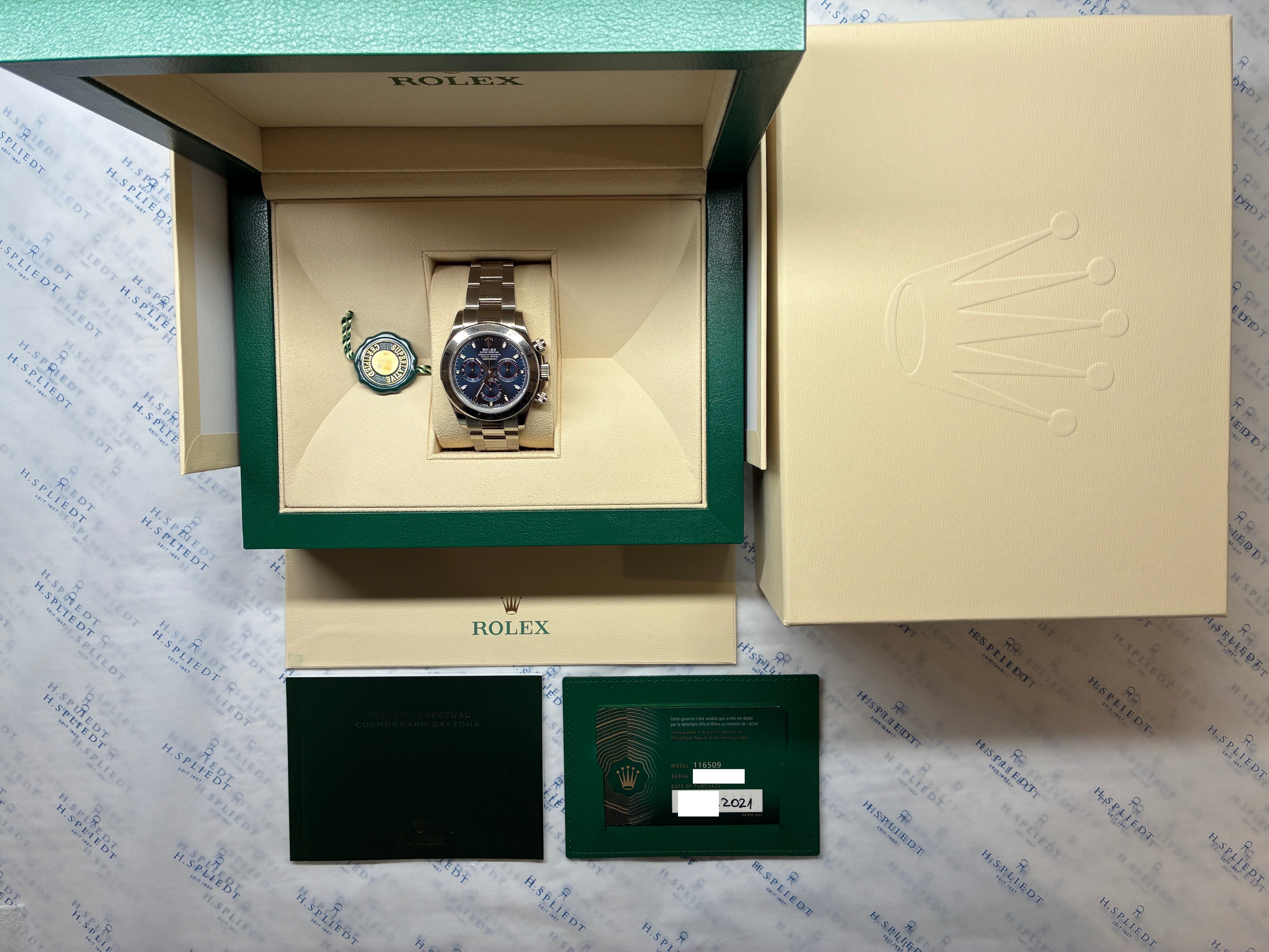 Daytona / very good condt. / Blue Dial / Whitegold / Full links / 19cm wristsize / Full-Set 2021
