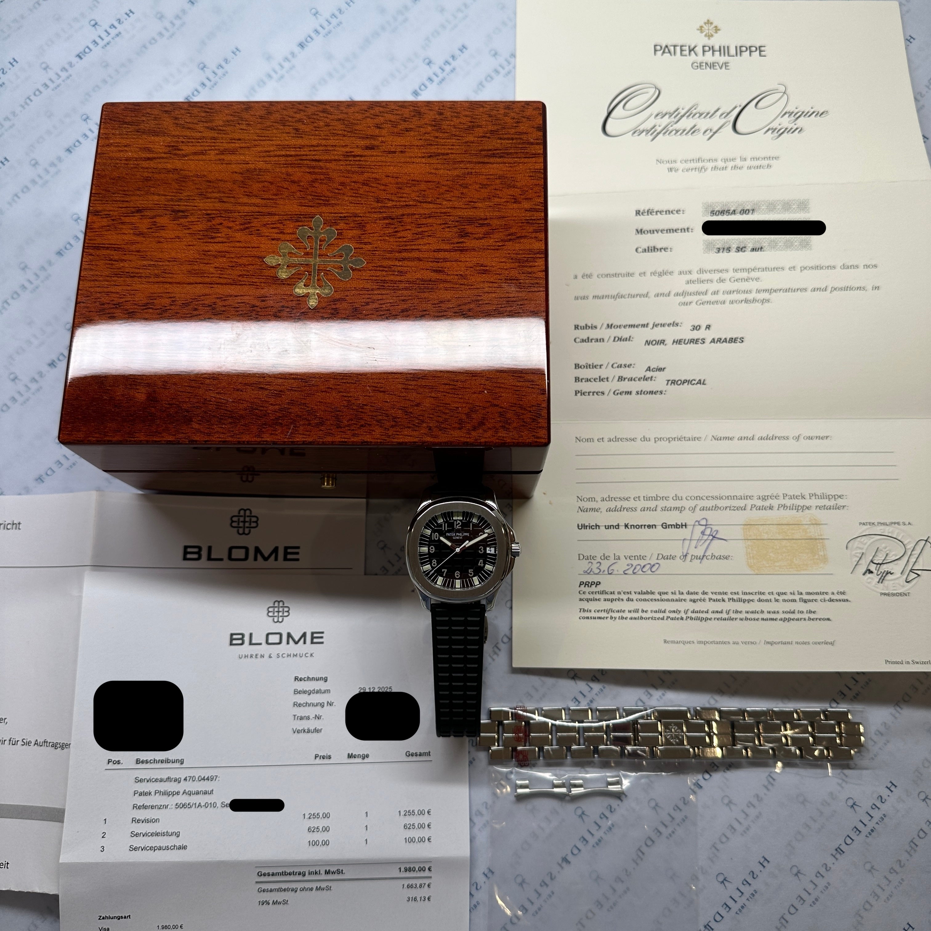Patek Philippe - Aquanaut 38 mm 5065A-001 / New Rubber / incl. Steel Bracelet / Service 2025 / premium Condition / Box and Paper / Germany 2000 - [product_sku]