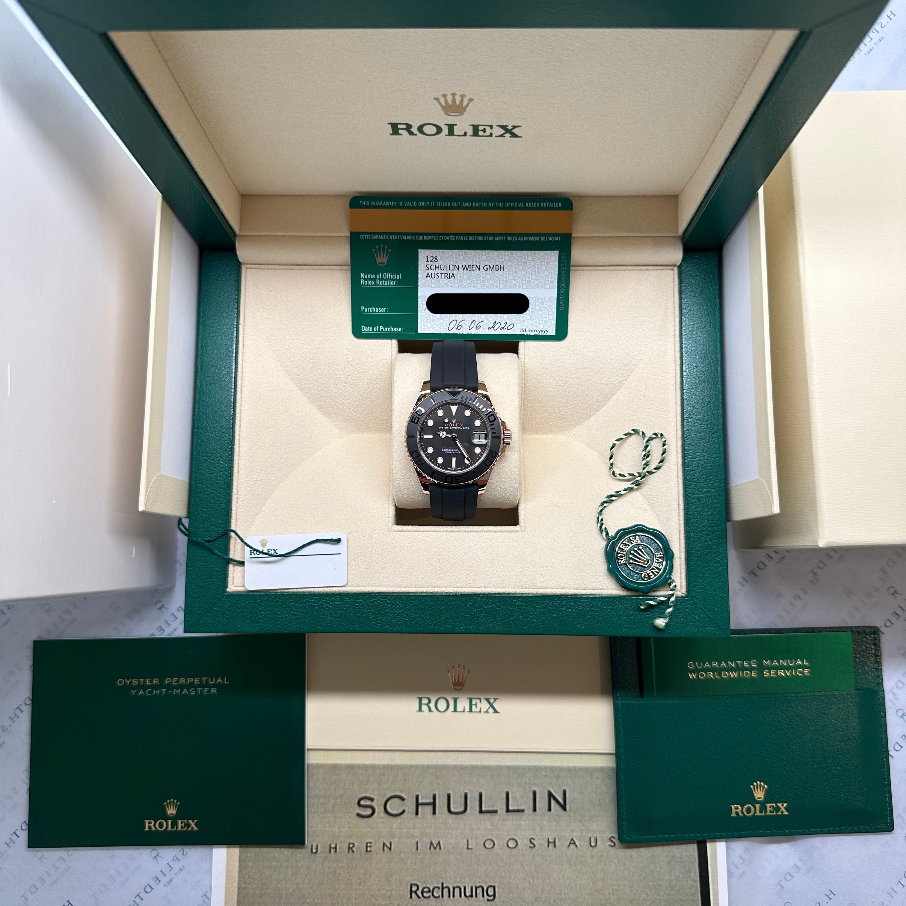 Yacht-Master 37 Everose 268655 / Full Set + Invoice / On Stock / Oysterflex / very good unpolished Condition / Austria 2020