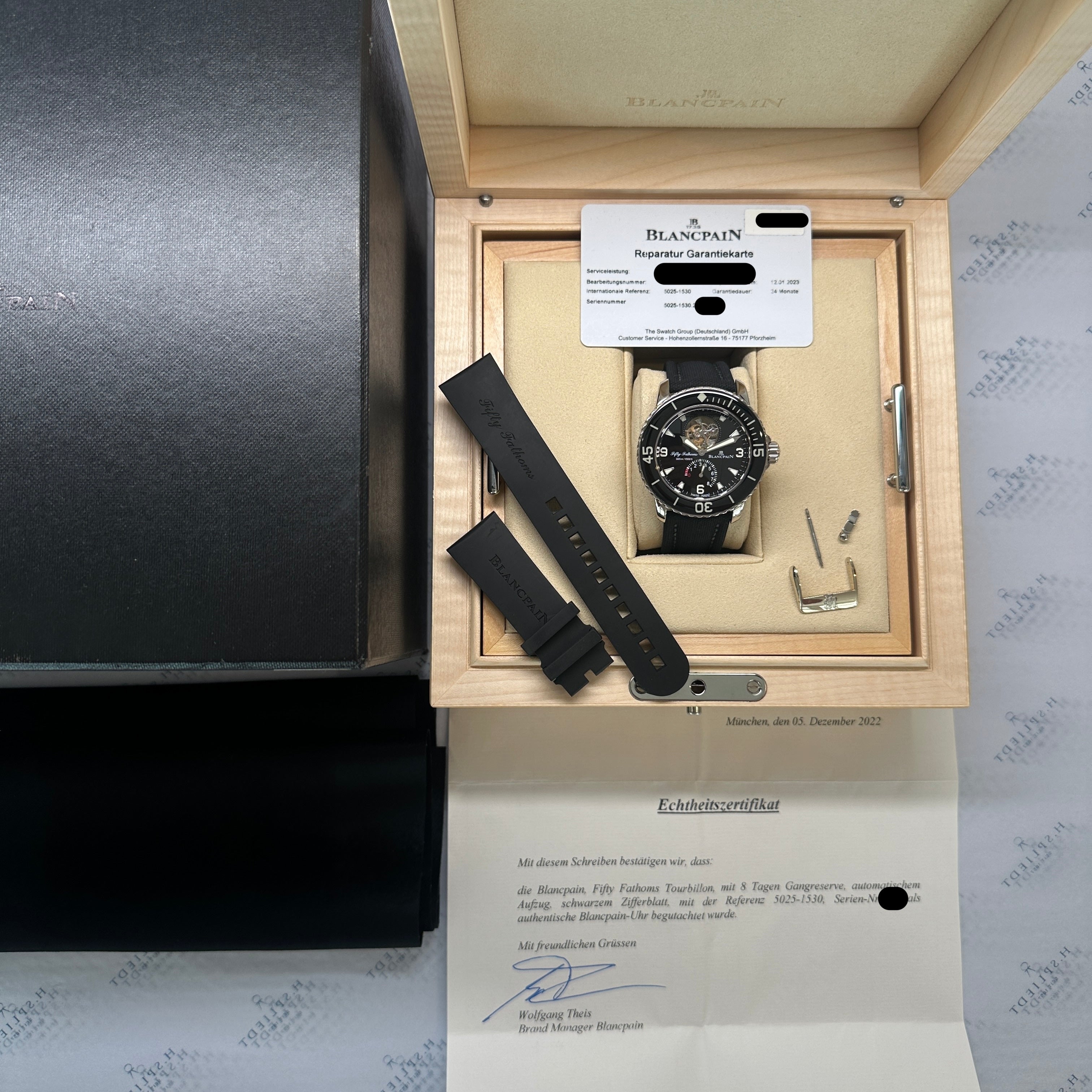 Sport Tourbillon Fifty Fathoms 8 Days Whitegold 5025-1530 / Service 2023 incl. Card / pretty good Condition / 2008