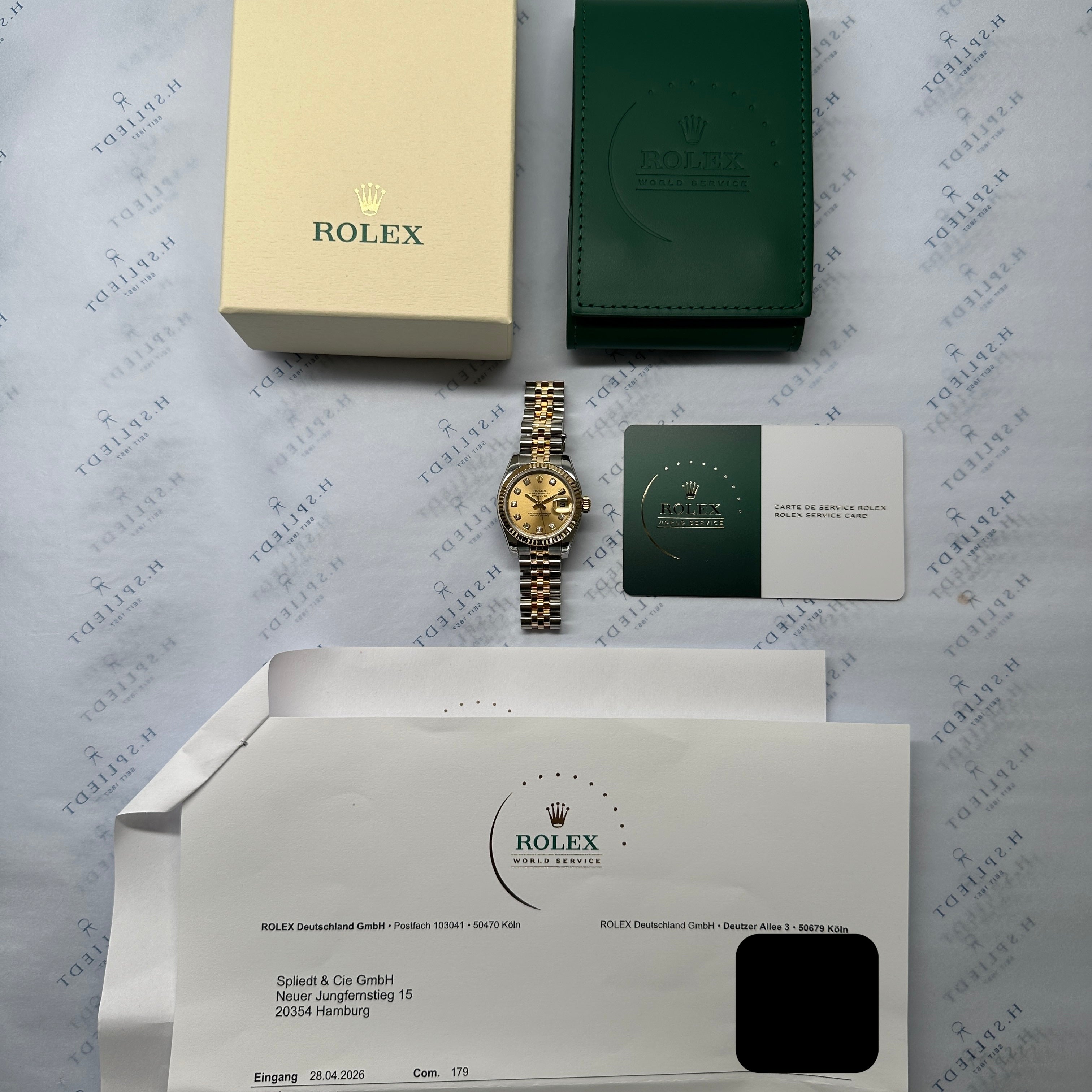 Lady-Datejust 26mm Two Tone & Diamonds Gold Dial / 179173 / Jubilee / perfect Condition / Rolex Service 2026 + Sticker