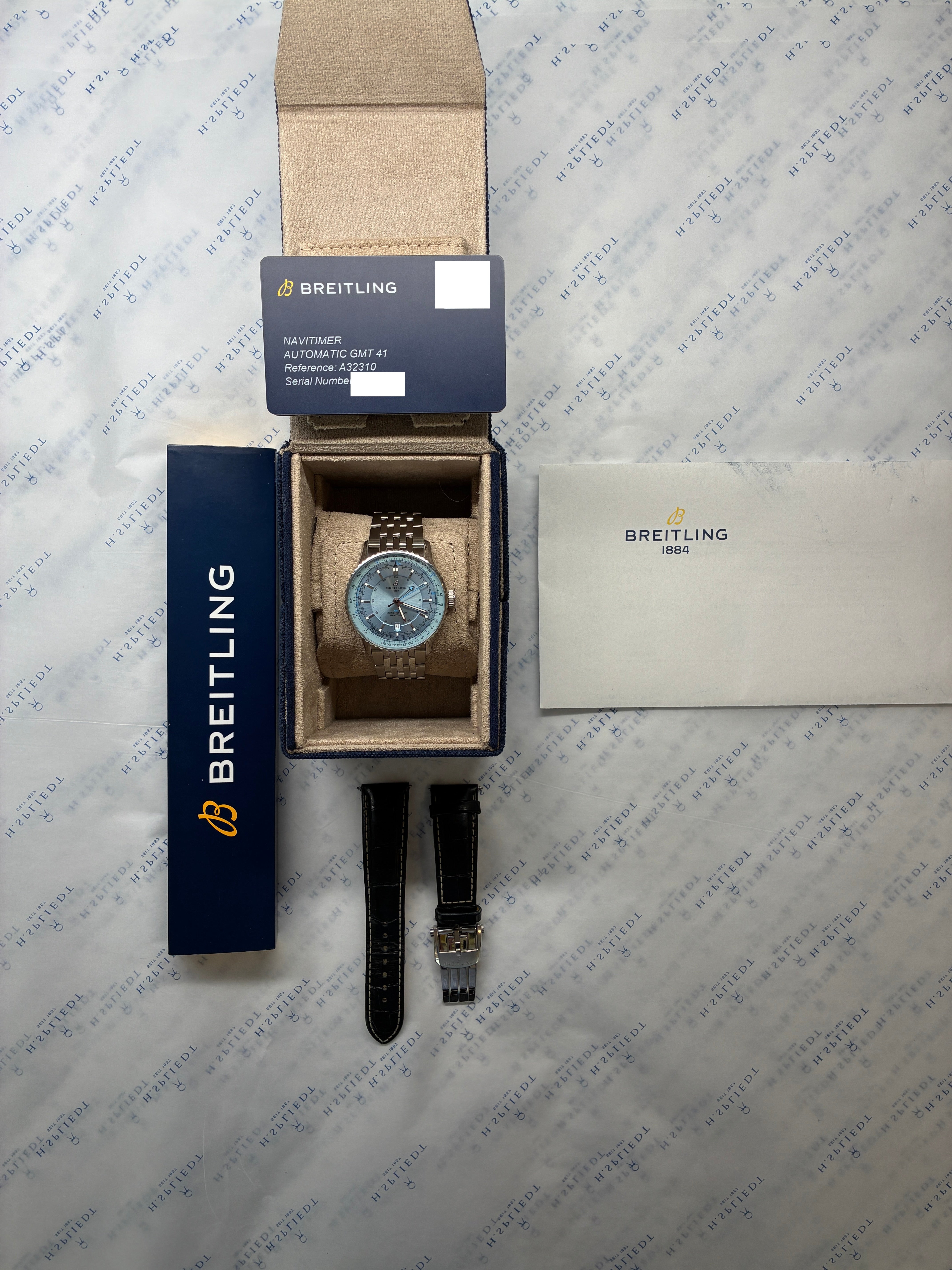 Navitimer / second strap / GMT / Ice Blue Dial / orig. Rechnung / Stainless Steel / Full-Set / 2024