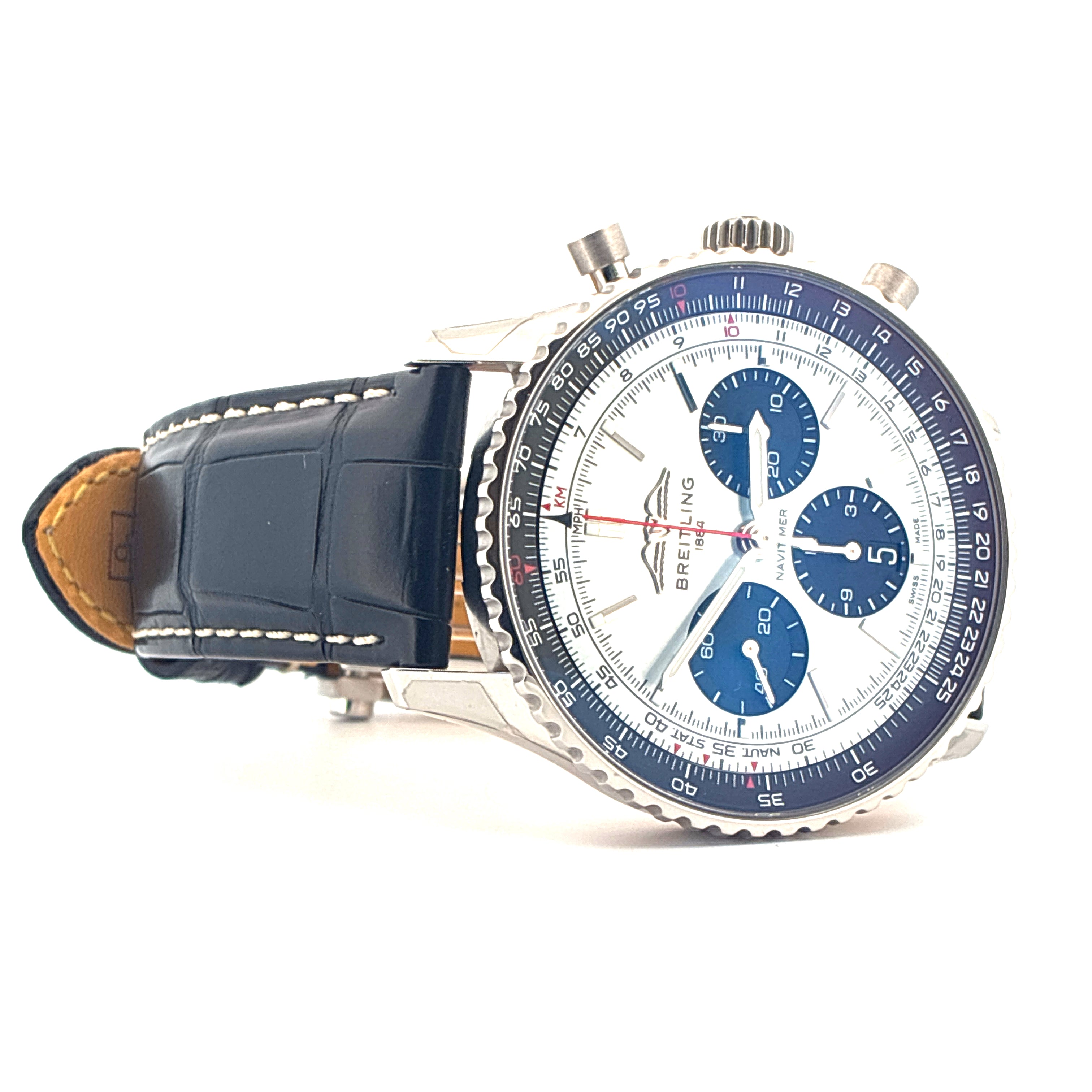 Breitling - Navitimer 1 B01 Chronograph 43 / Ice Dial / very good condt. / leather strap / Full-Set 2023 - [product_sku]