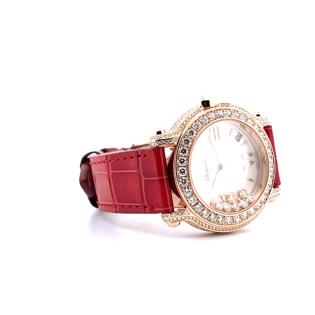 Chopard - Happy Sport Quarz / MOP Dial / Diamonds / Red Gold / very rare / Box / Certificate of authenticity / Retail price EUR 74.000,00 - [product_sku]