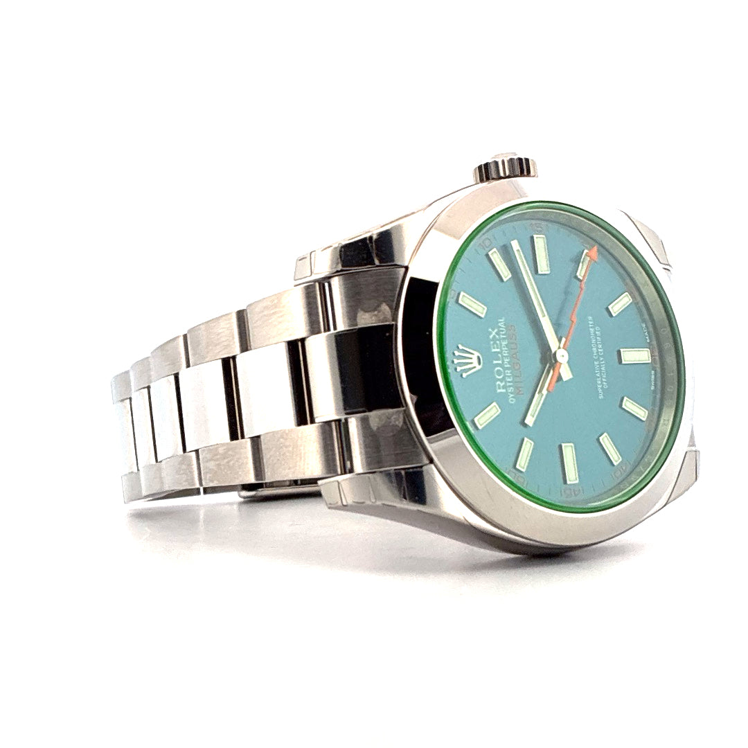 Milgauss / ungetragen / fully stickers / Z-Blue Dial / grünes Glas (2016)