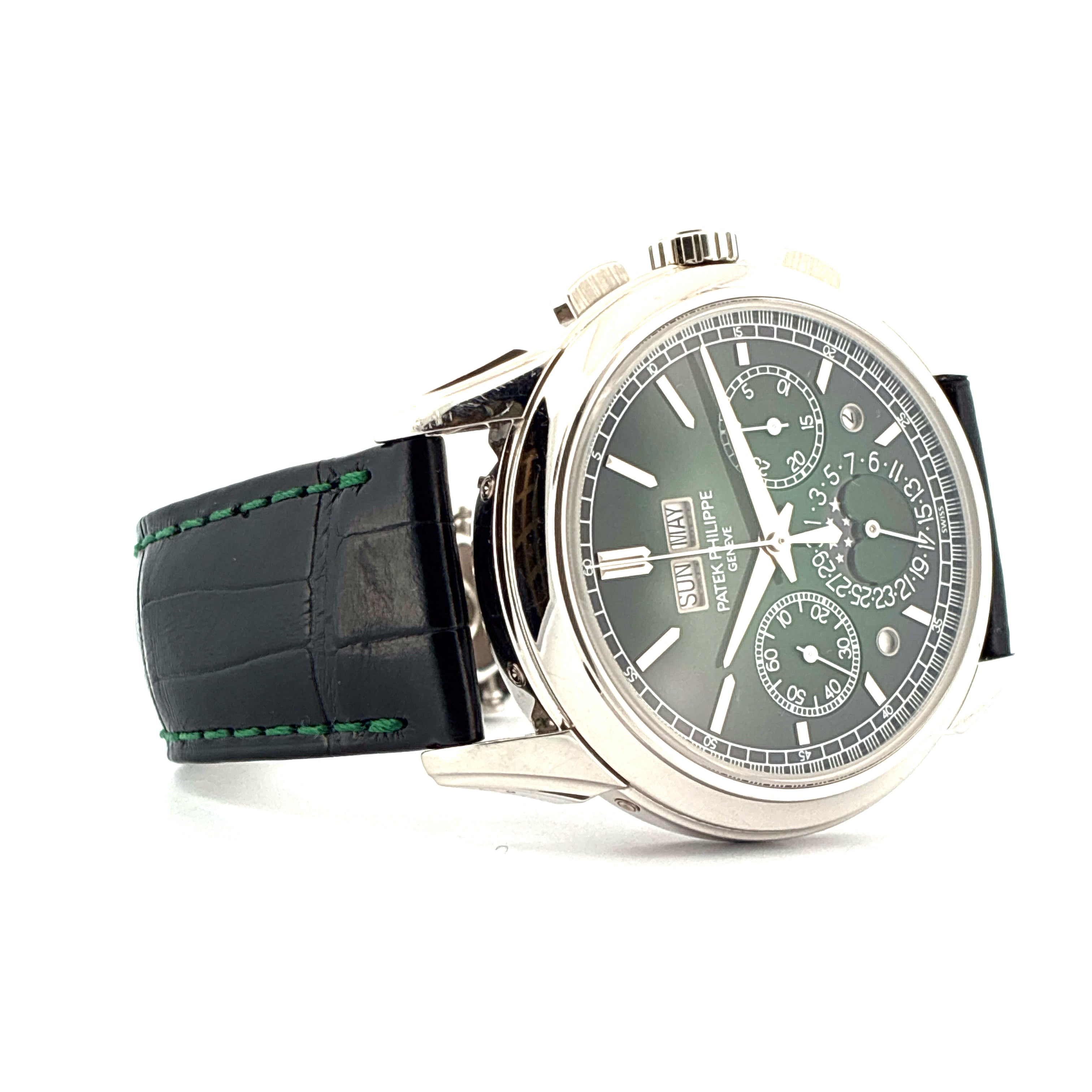 Perpetual Calendar / Platinum / Green Dial / Folding-Clasp / very good condt. / Pusher / Full-Set 2022