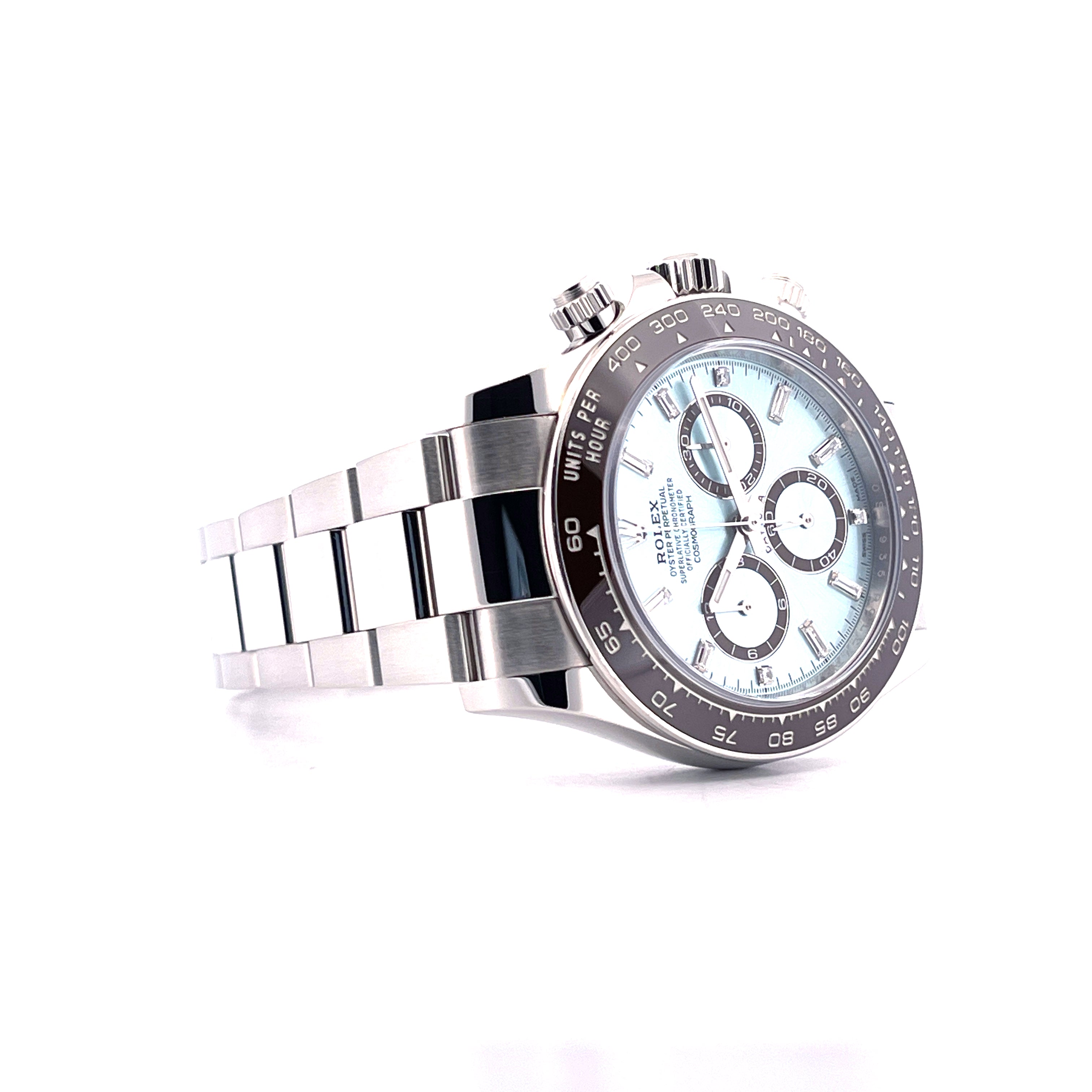 Rolex - Daytona Platinum Baguette Diamonds Ice Blue / perfect Condition / Full Set / 2024 - [product_sku]