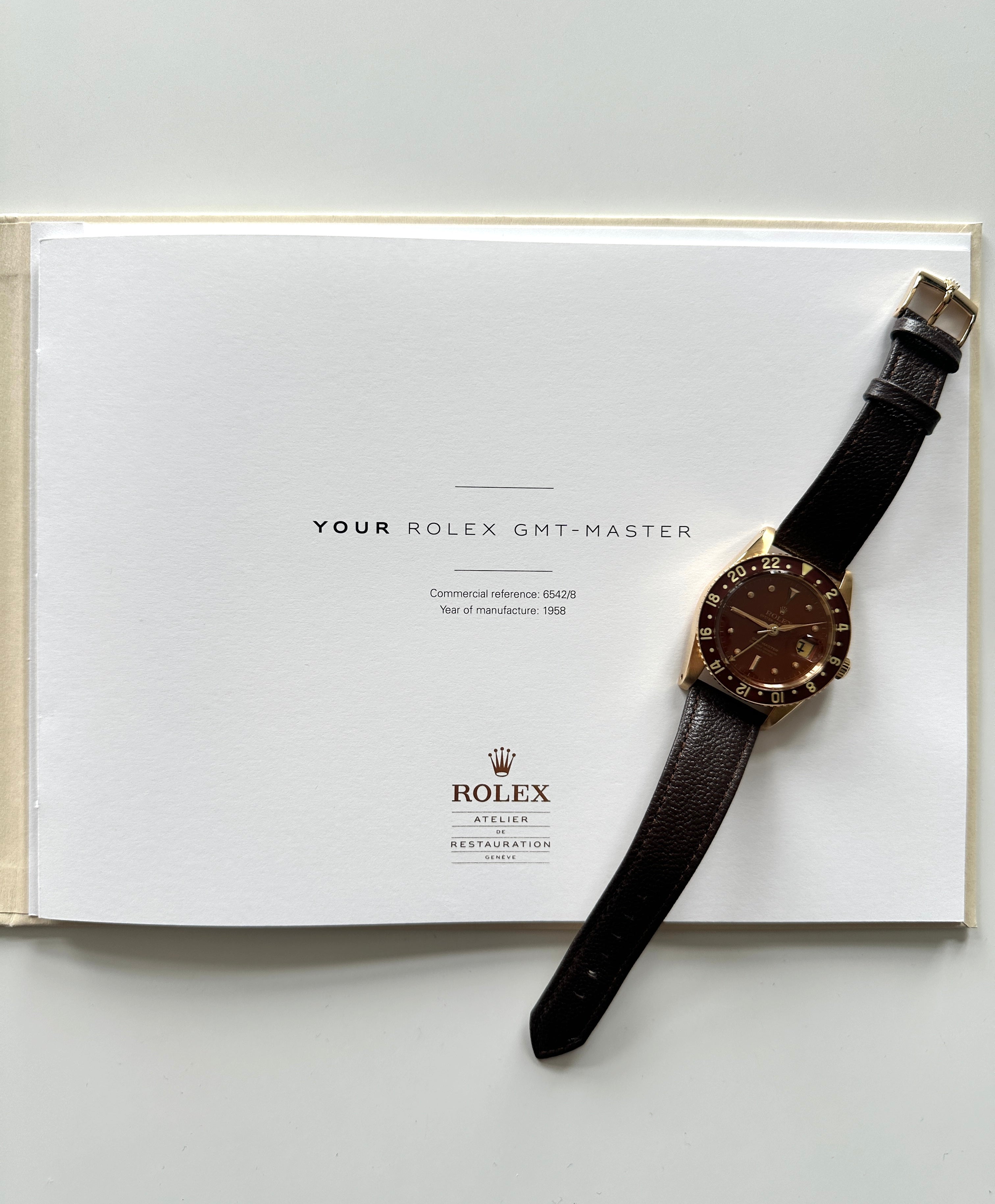GMT-Master 6542/8 "Bakelit" Rolex Atelier Restauration de Geneve 2025 / Jahr: 1958