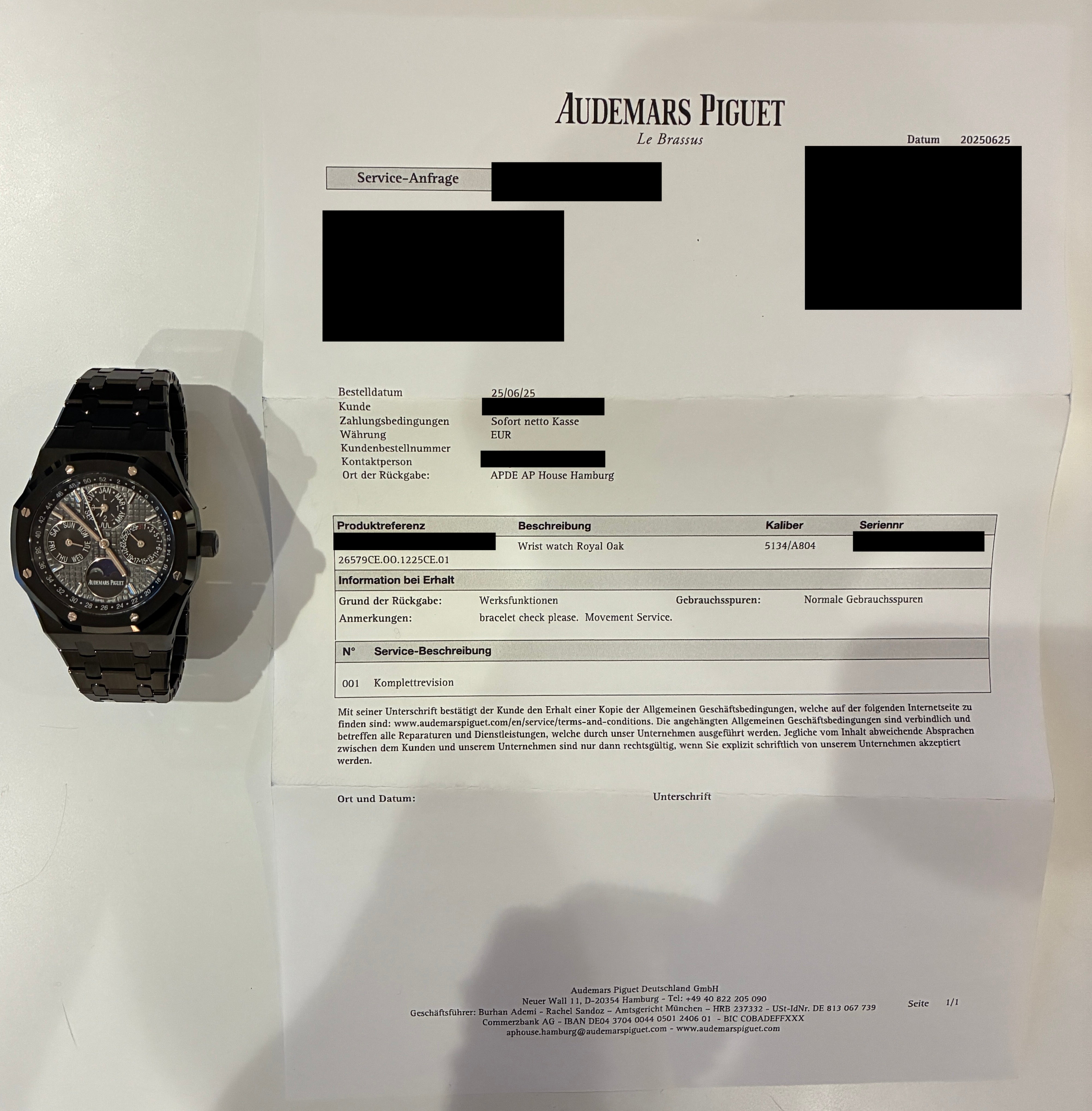 Royal Oak Perpetual Calendar Black Ceramic 26579CE / Service in 2025 / Jahr 2018