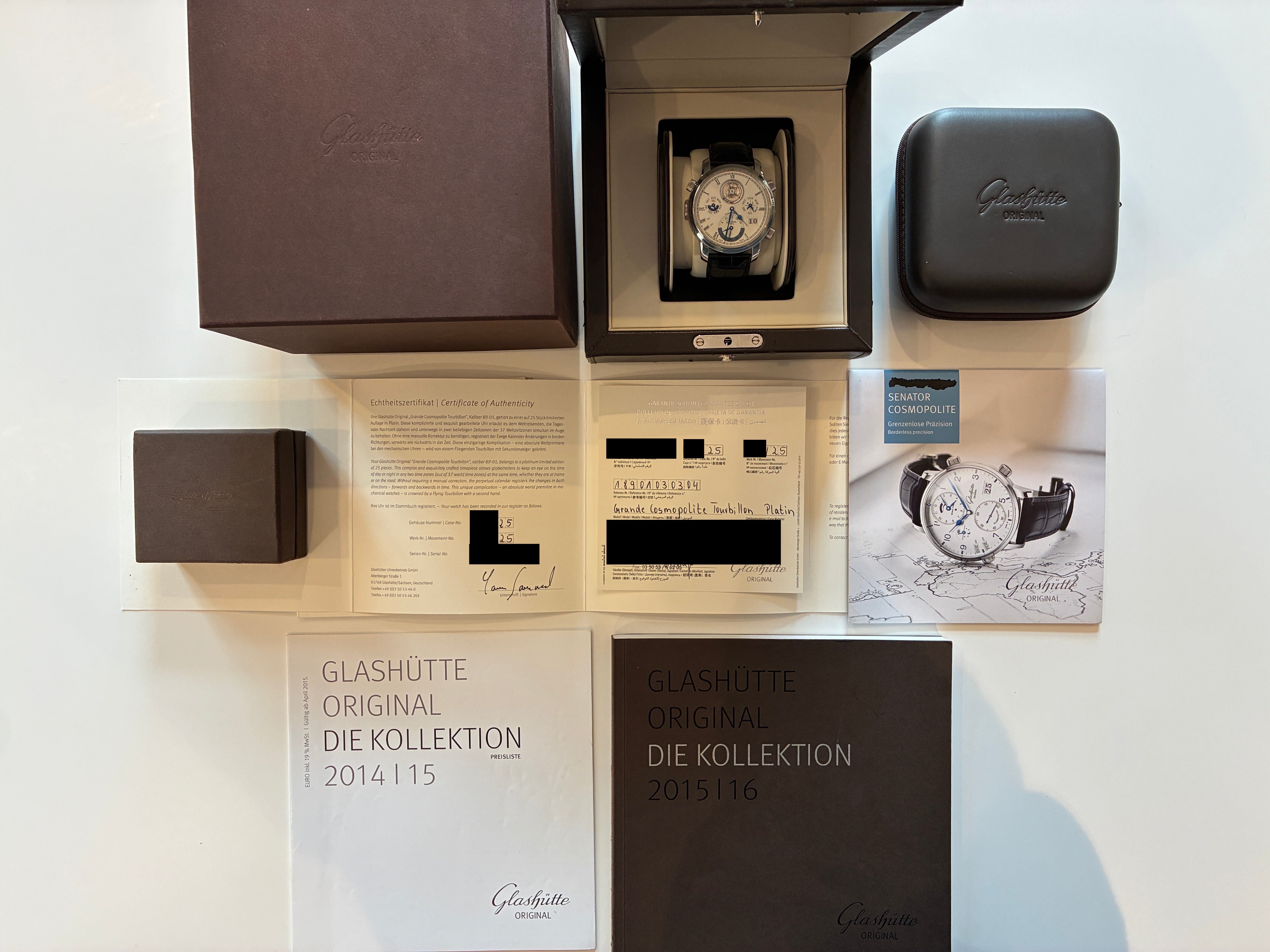 Grande Cosmopolite Tourbillon / Limited Edition of 25 / Platinum / Watch Winder Premium Set / on stock / folding clasp / 2020