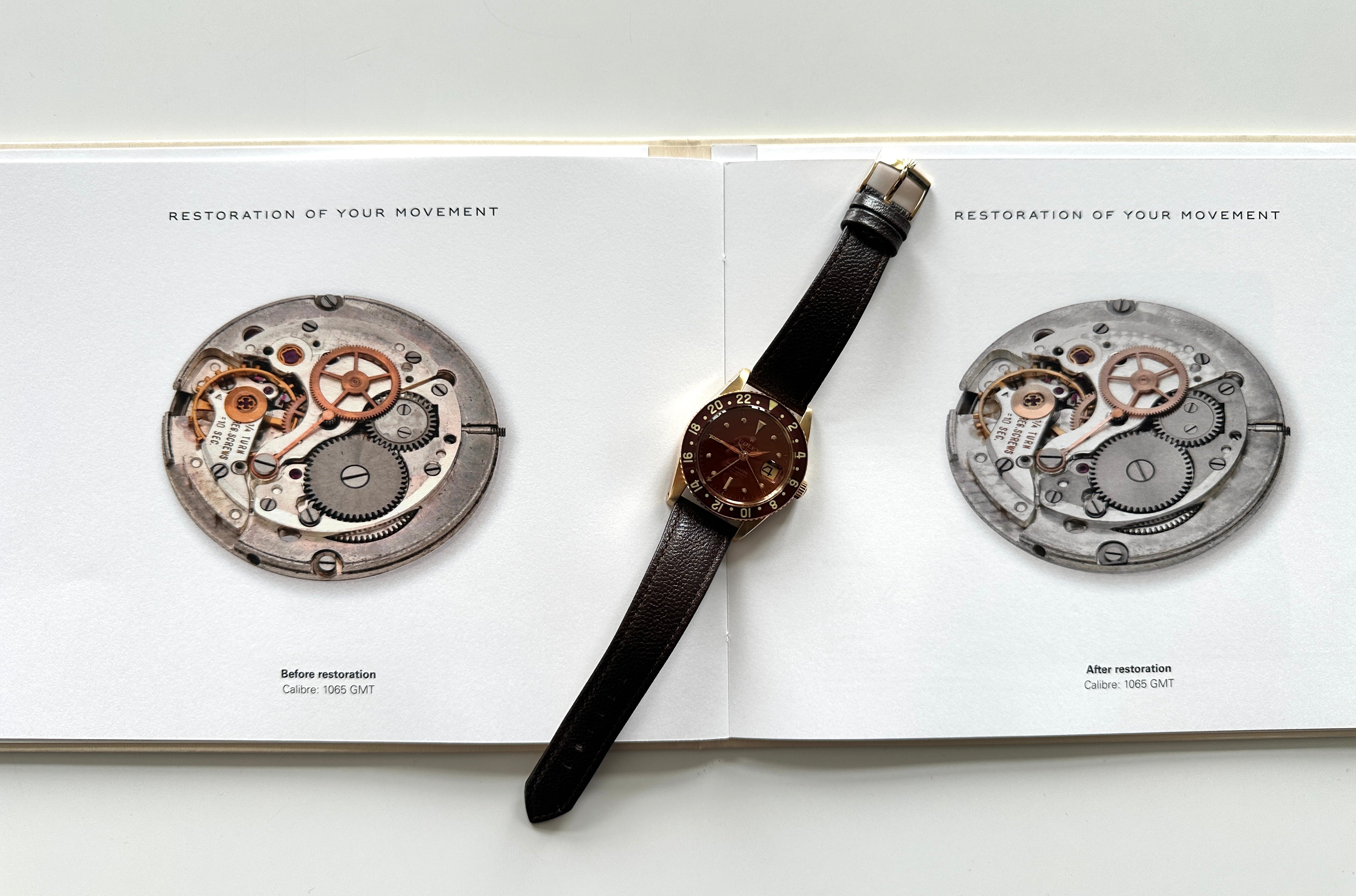 GMT-Master 6542/8 "Bakelit" Rolex Atelier Restauration de Geneve 2025 / Jahr: 1958