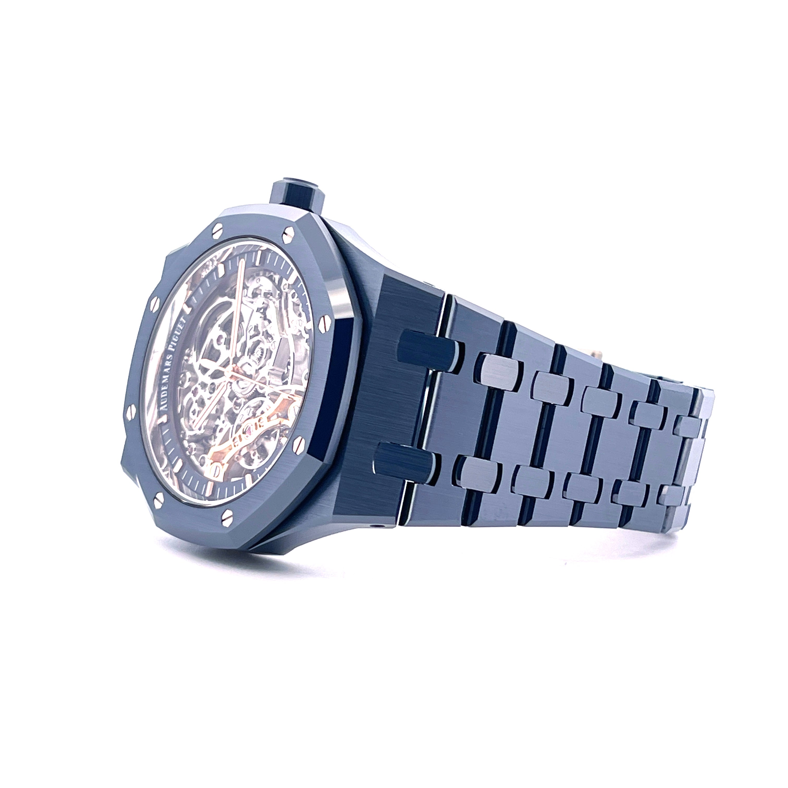 Royal Oak Blue Ceramic Double Balance Wheel Openworked / Bleu Nuit Nuage / Perfect Condition / Full Set / All Links / In Stock / Germany 2025