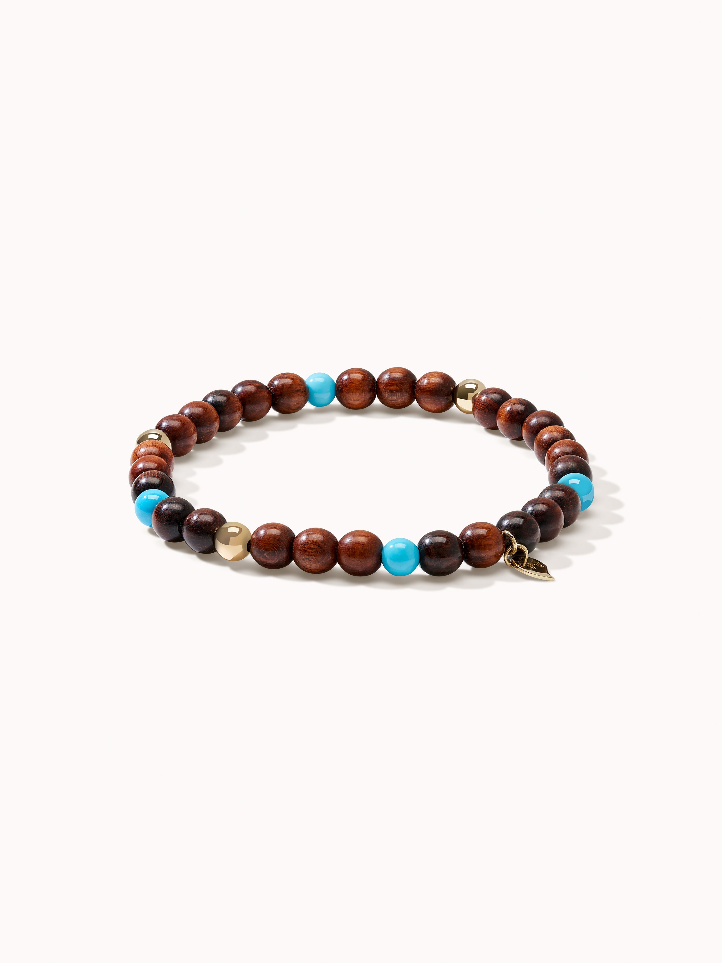 Armband India Schlangenholz mit Türkis und Gelbgold Anhänger