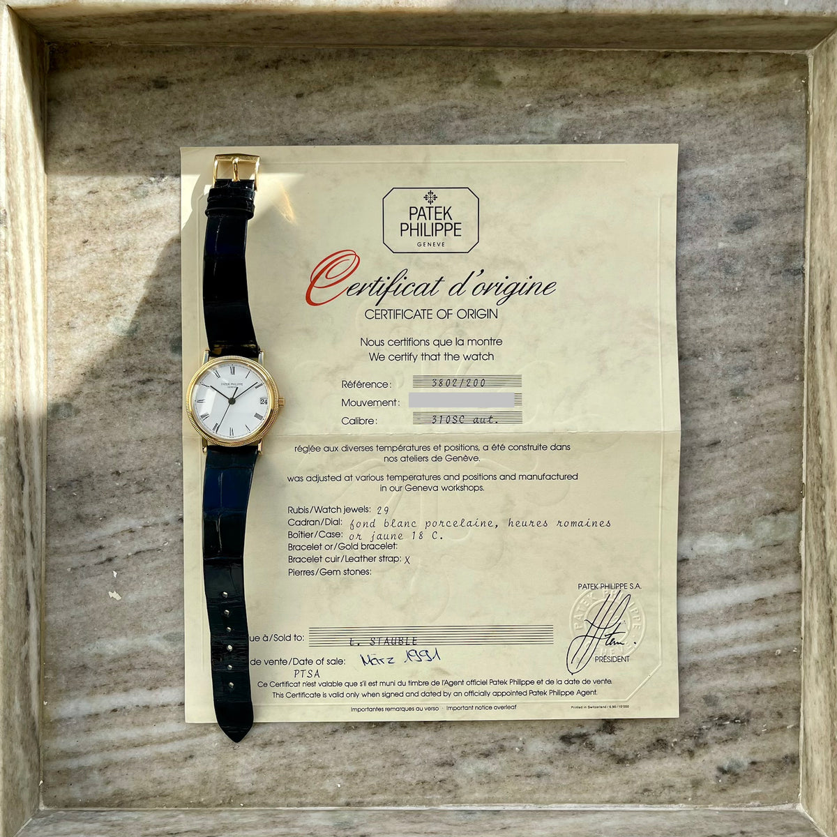 Calatrava Gelbgold 33mm / Service 2026 / Clous de Paris 1991