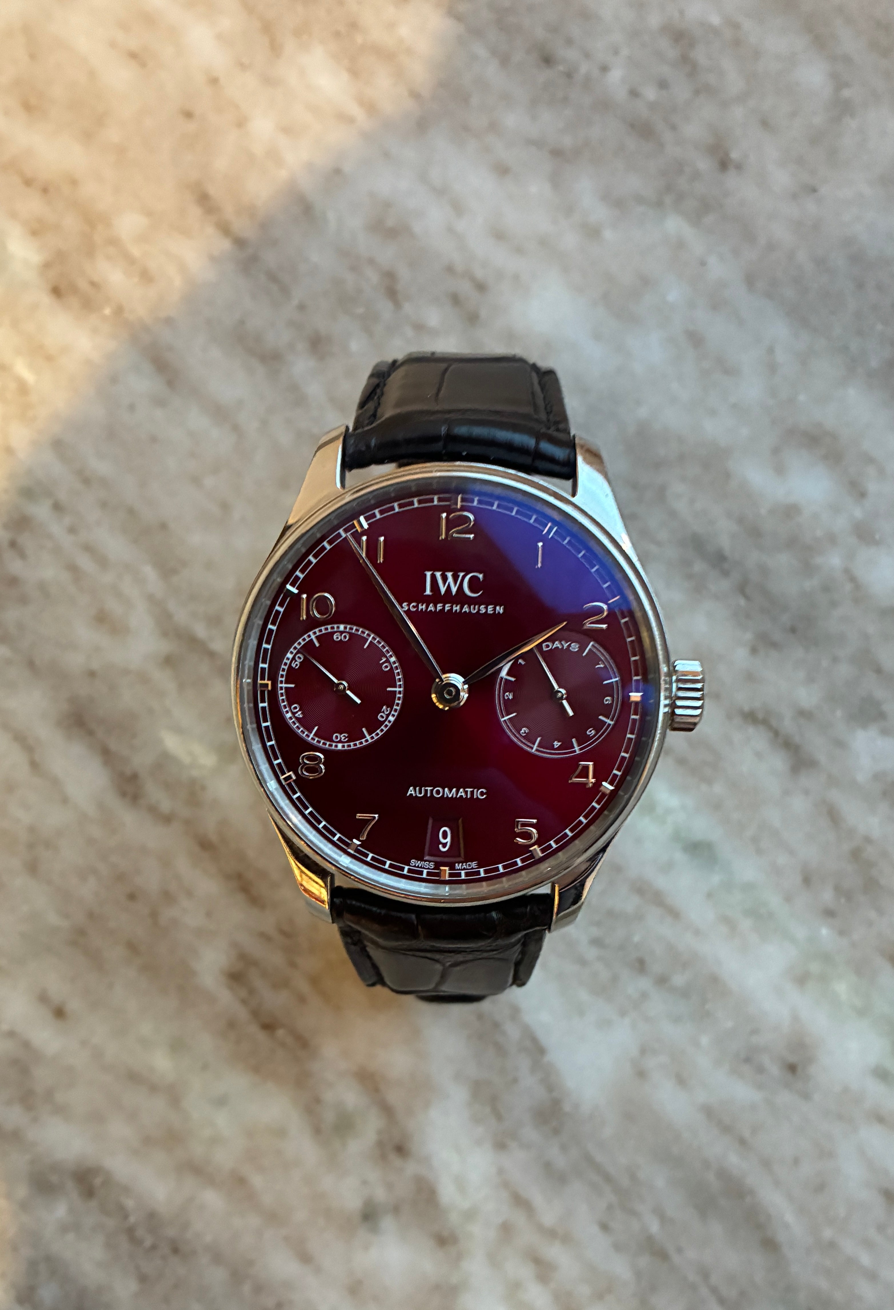 Portugieser Automatik / Red Dial / Leather Strap / Folding Clasp