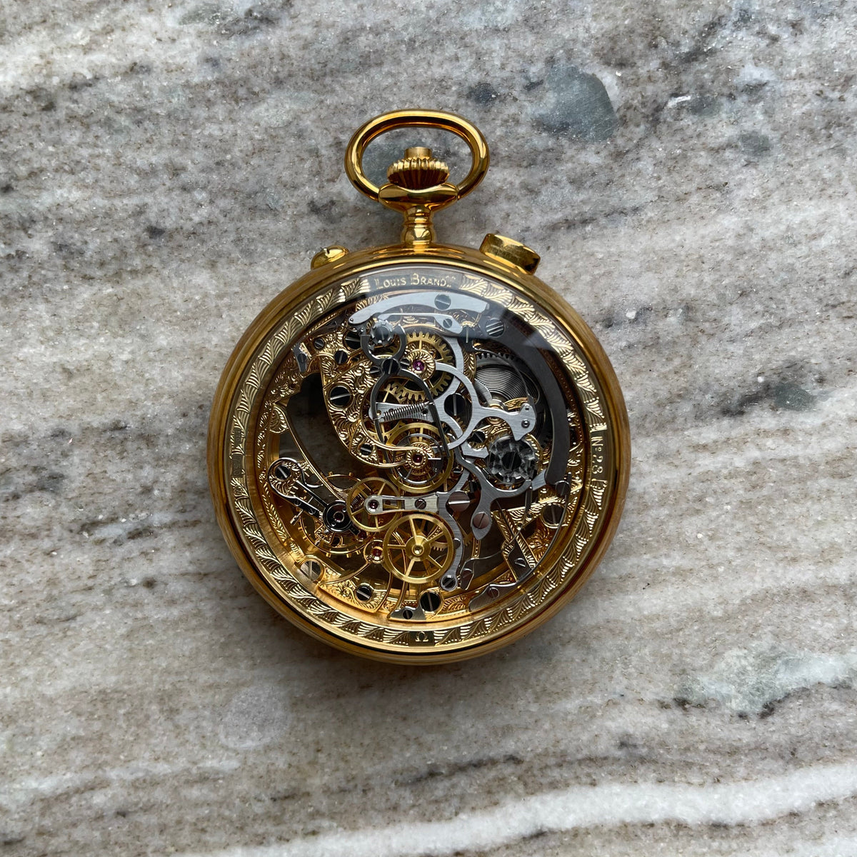 Louis Brandt Rattrapante Taschenuhr ca. 1984 Nr. 28/63