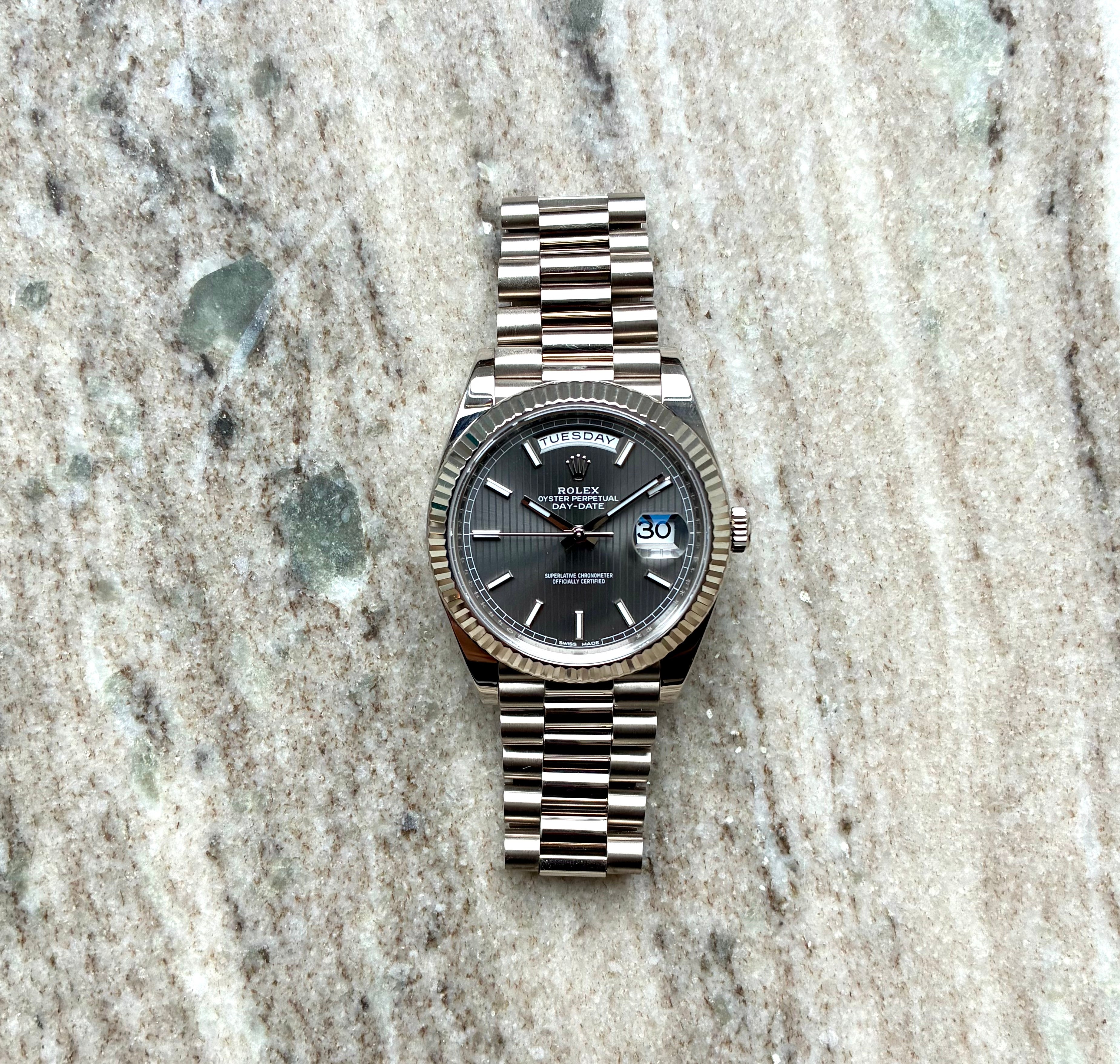 Day-Date 40 / Weißgold / Linen Dial / 2021