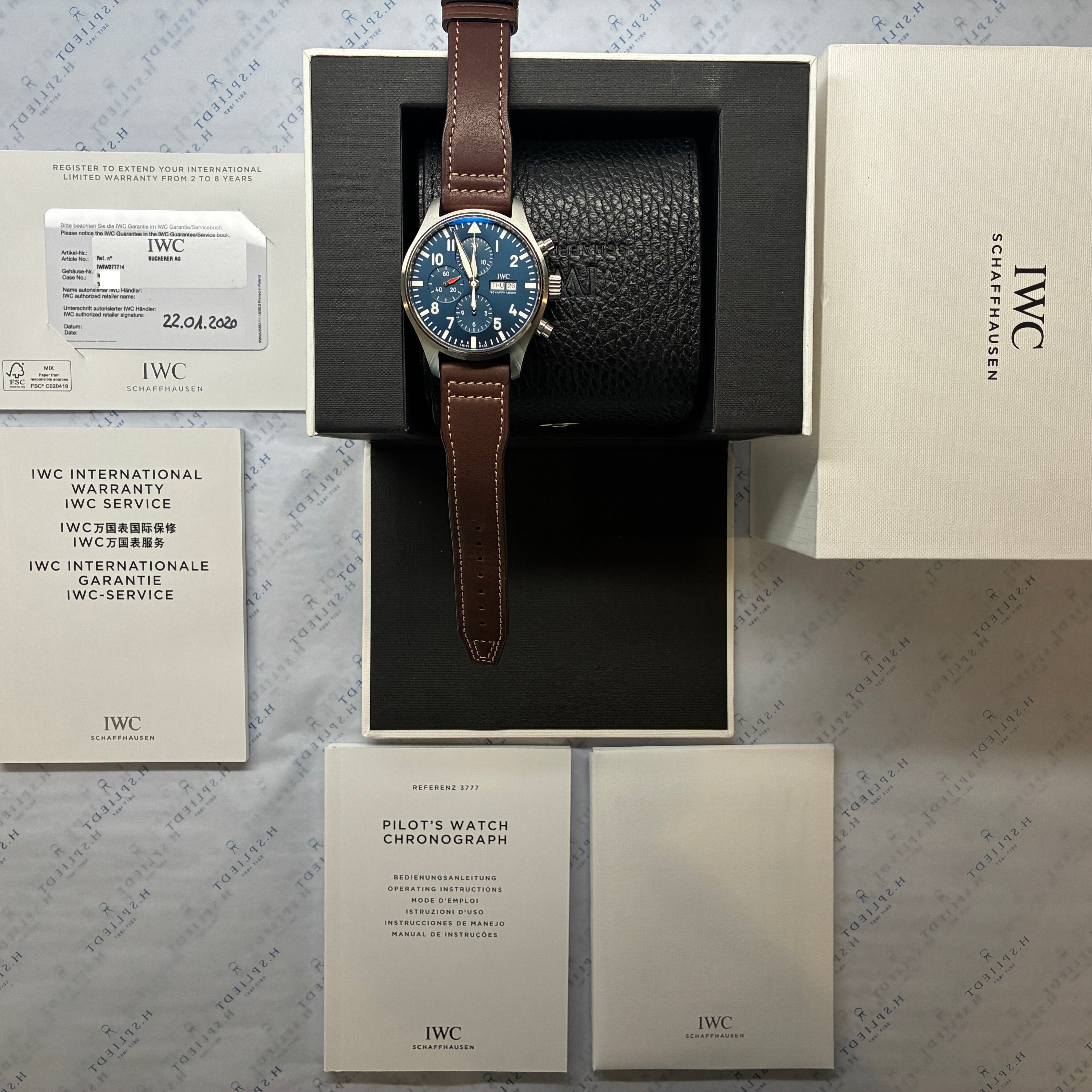 Fliegeruhr Chronograph Pilot / new strap / very good condt. / Full-Set / 2020