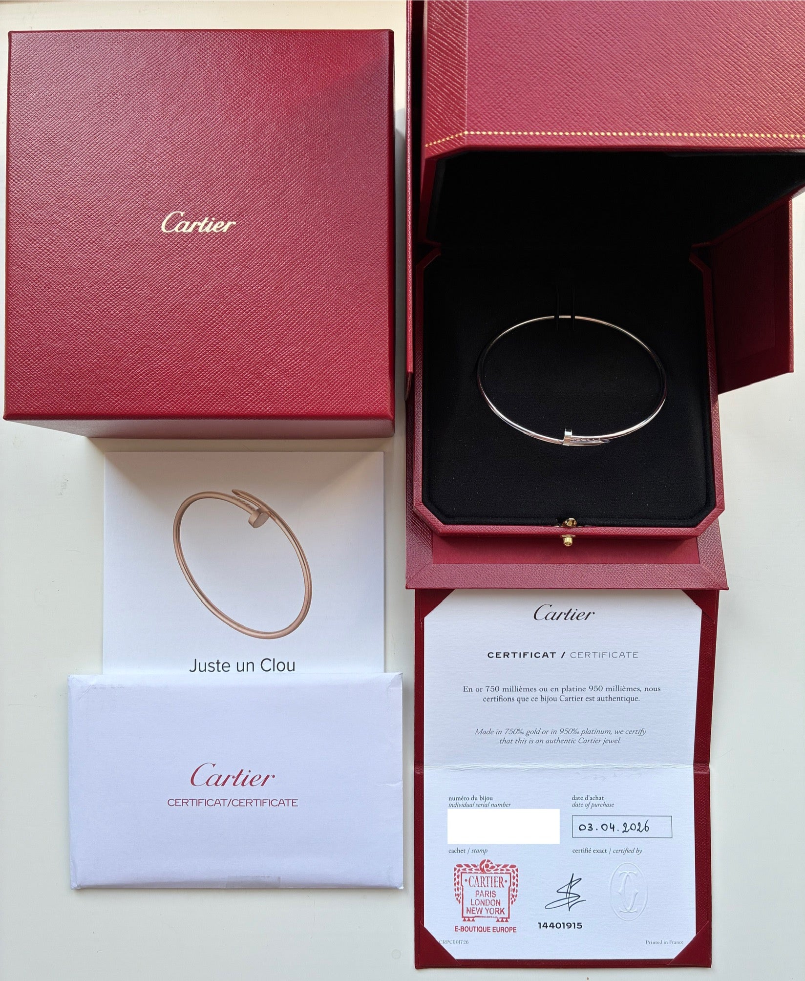 Juste un Clou / Weißgold / 18cm / 2,5mm / ungetragen (2026)