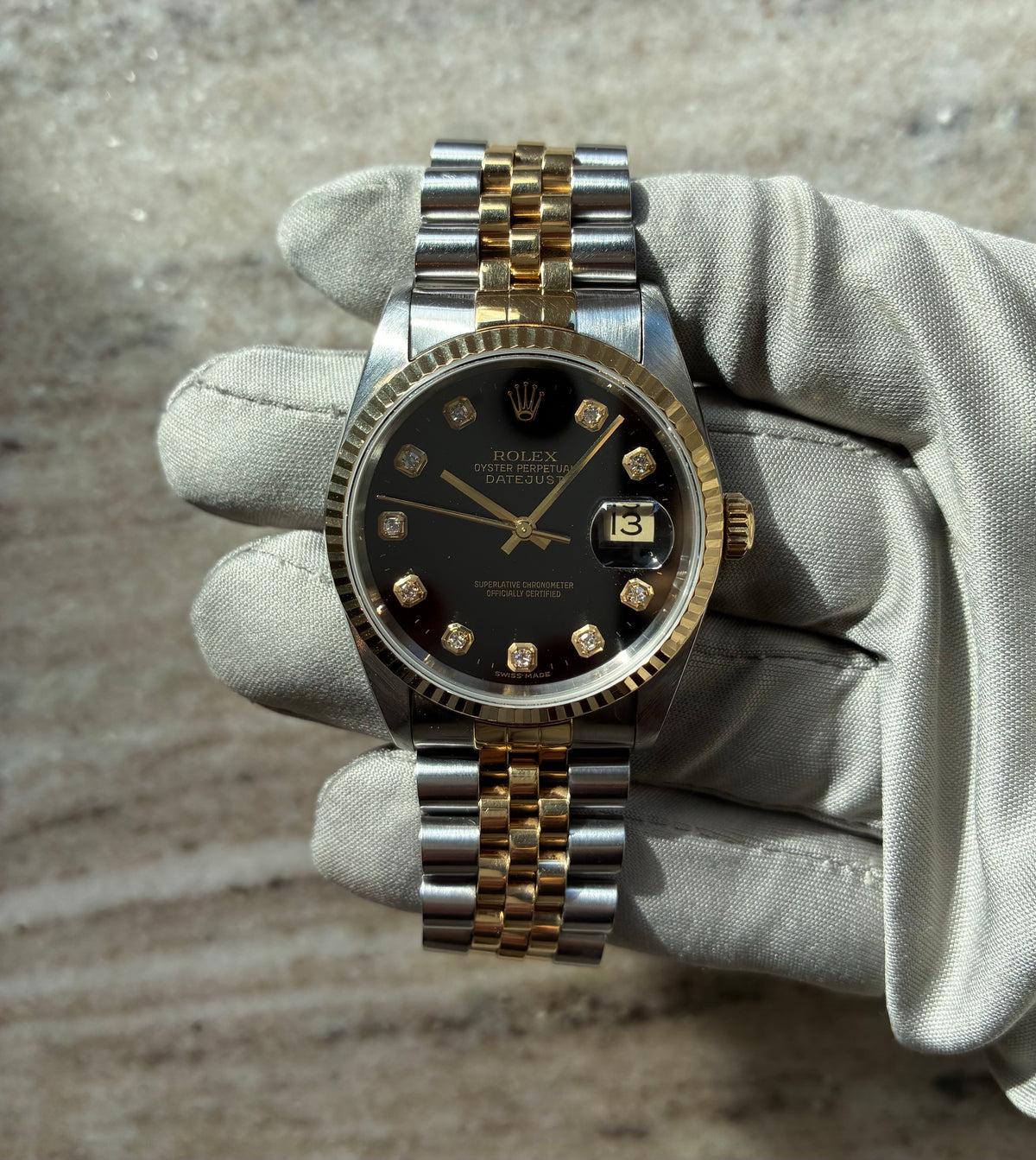 Datejust 36 Bicolor / Stahl/Gelbgold / schwarzes Zifferblatt (1999) - Juwelier Spliedt