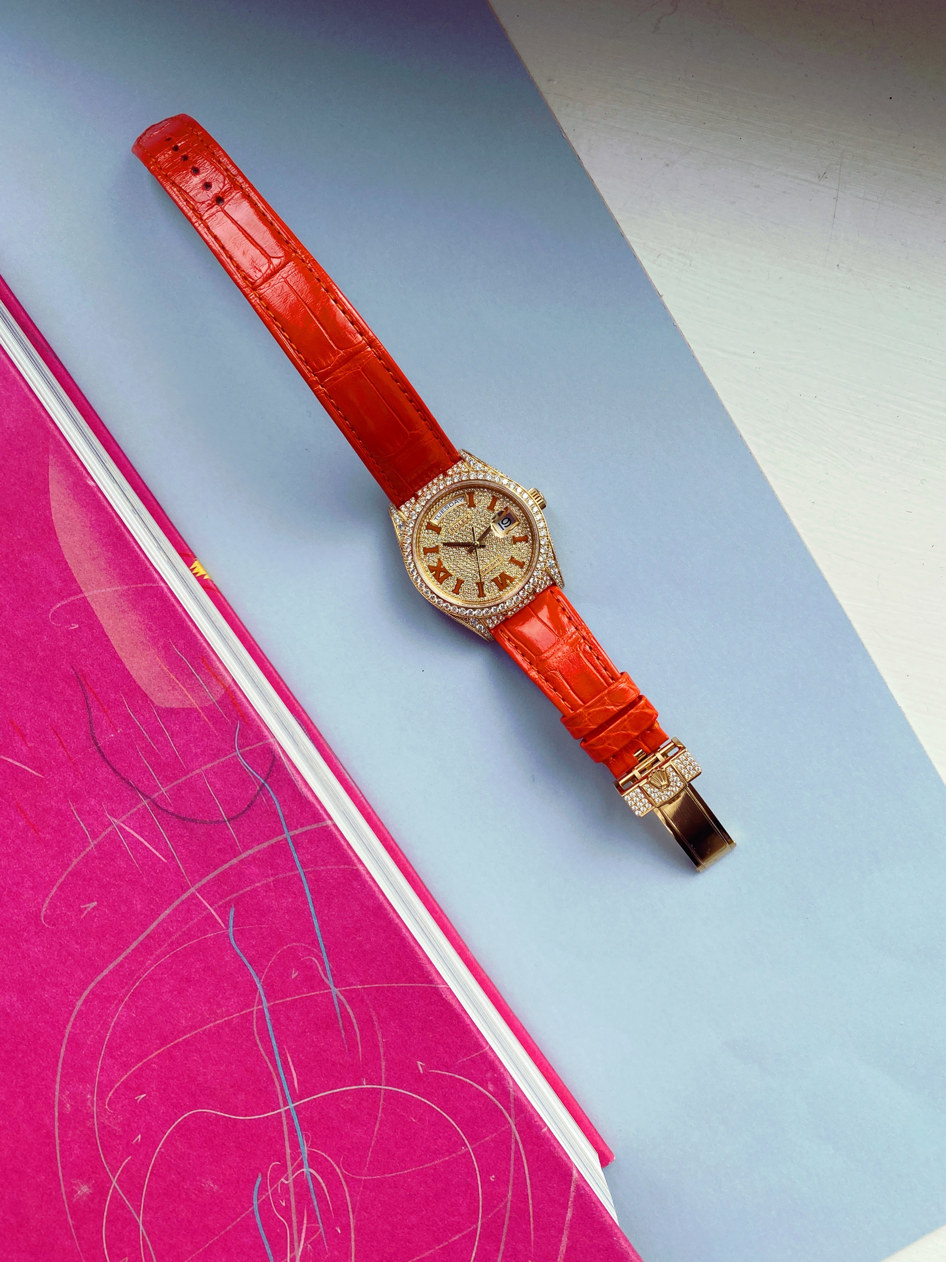 Rolex - Day-Date 36 Iced out (Orange) - Juwelier Spliedt