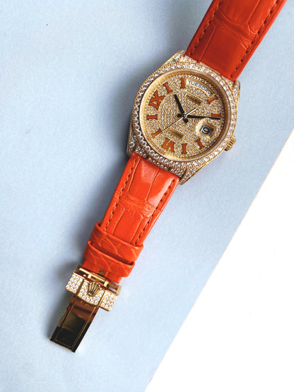 Rolex - Day-Date 36 Iced out (Orange) - Juwelier Spliedt