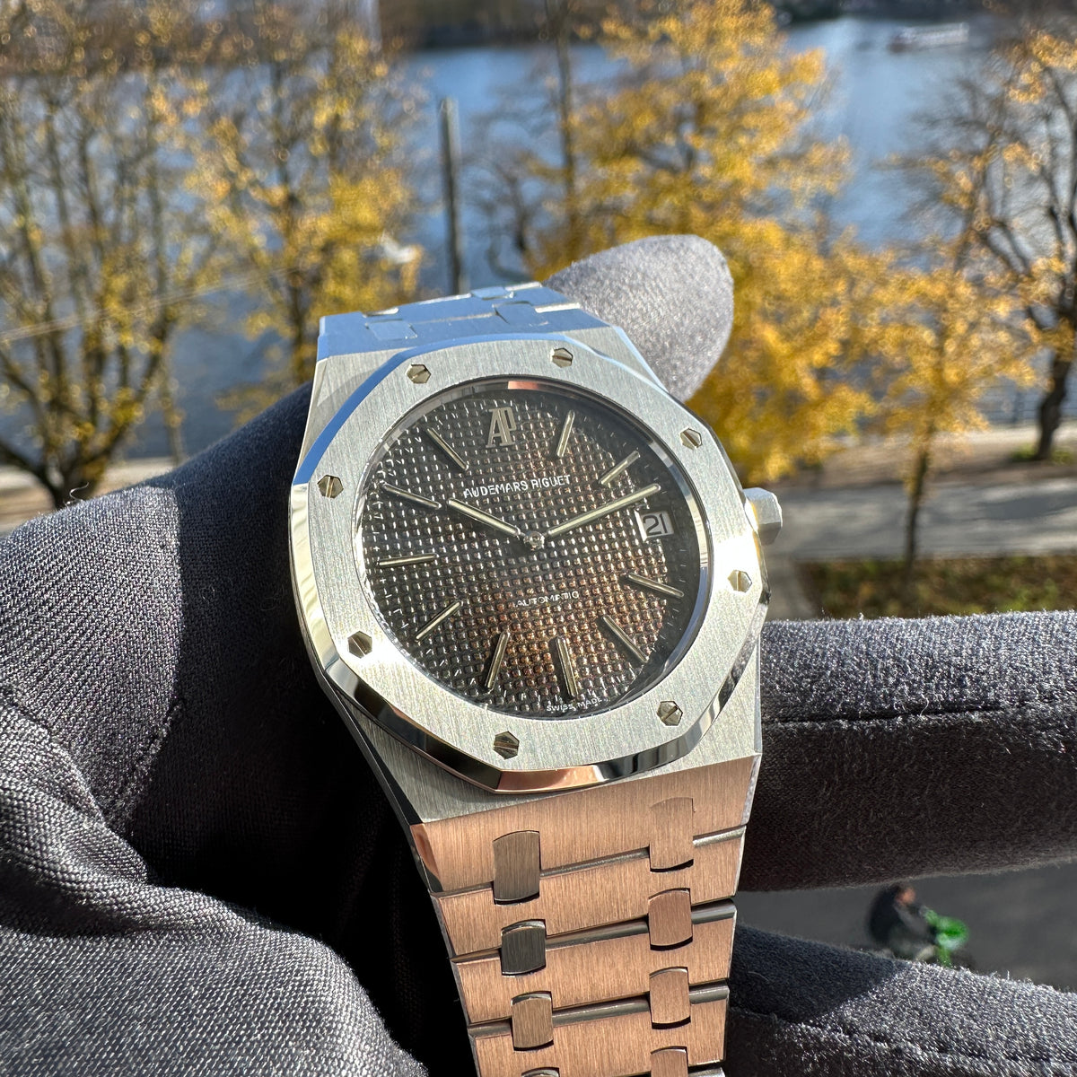 Royal Oak Jumbo / Tropical Dial / Vintage / Jubilee / Audemars Piguet Service Nov. 2026 / All links / 20 Years Edt. / Limited 1 of 1000 / Box & Certificate of authenticity / 1994 - Juwelier Spliedt