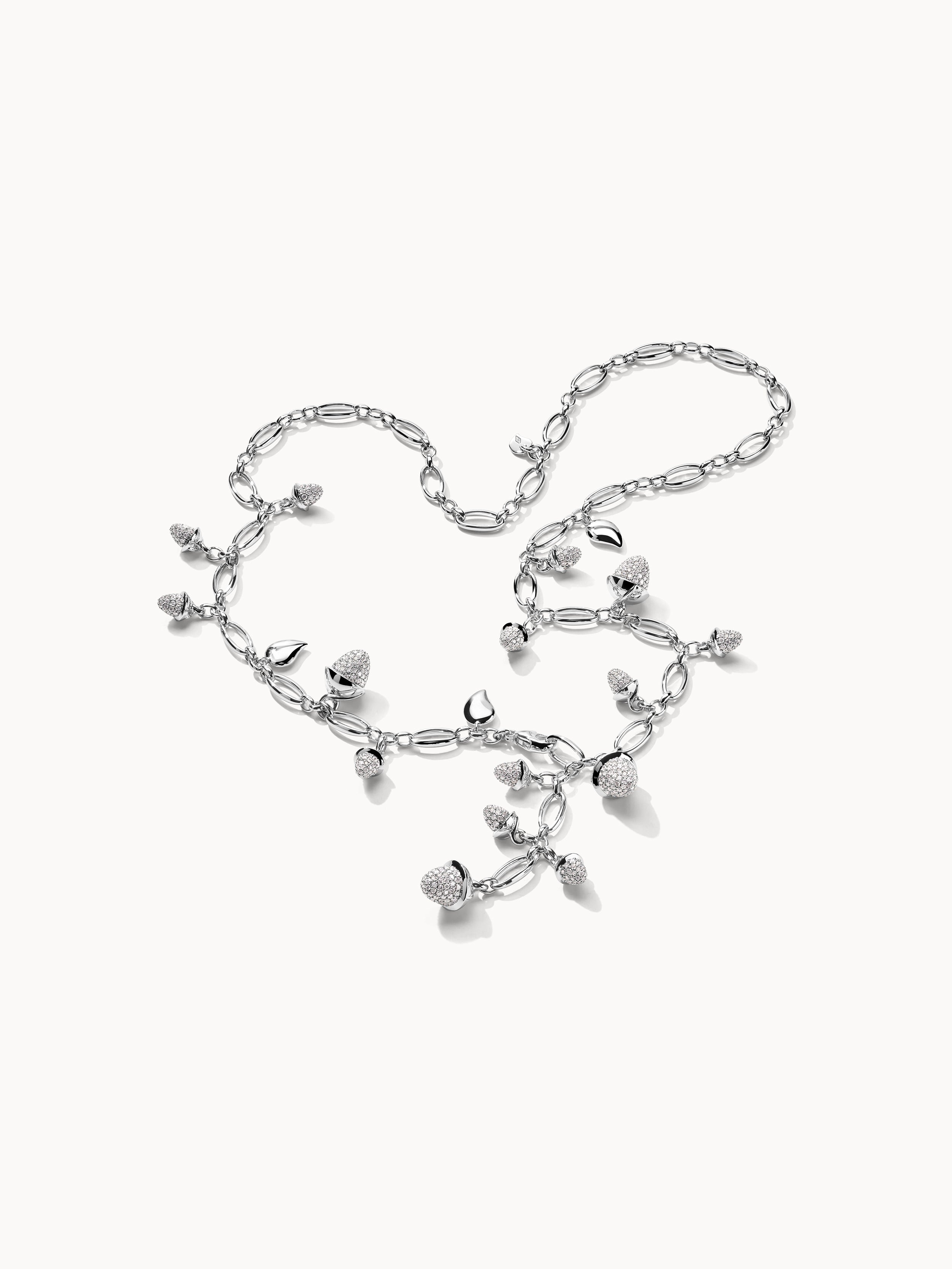 Collier Mikado Weißgold mit Diamant Pavé Anhängern
