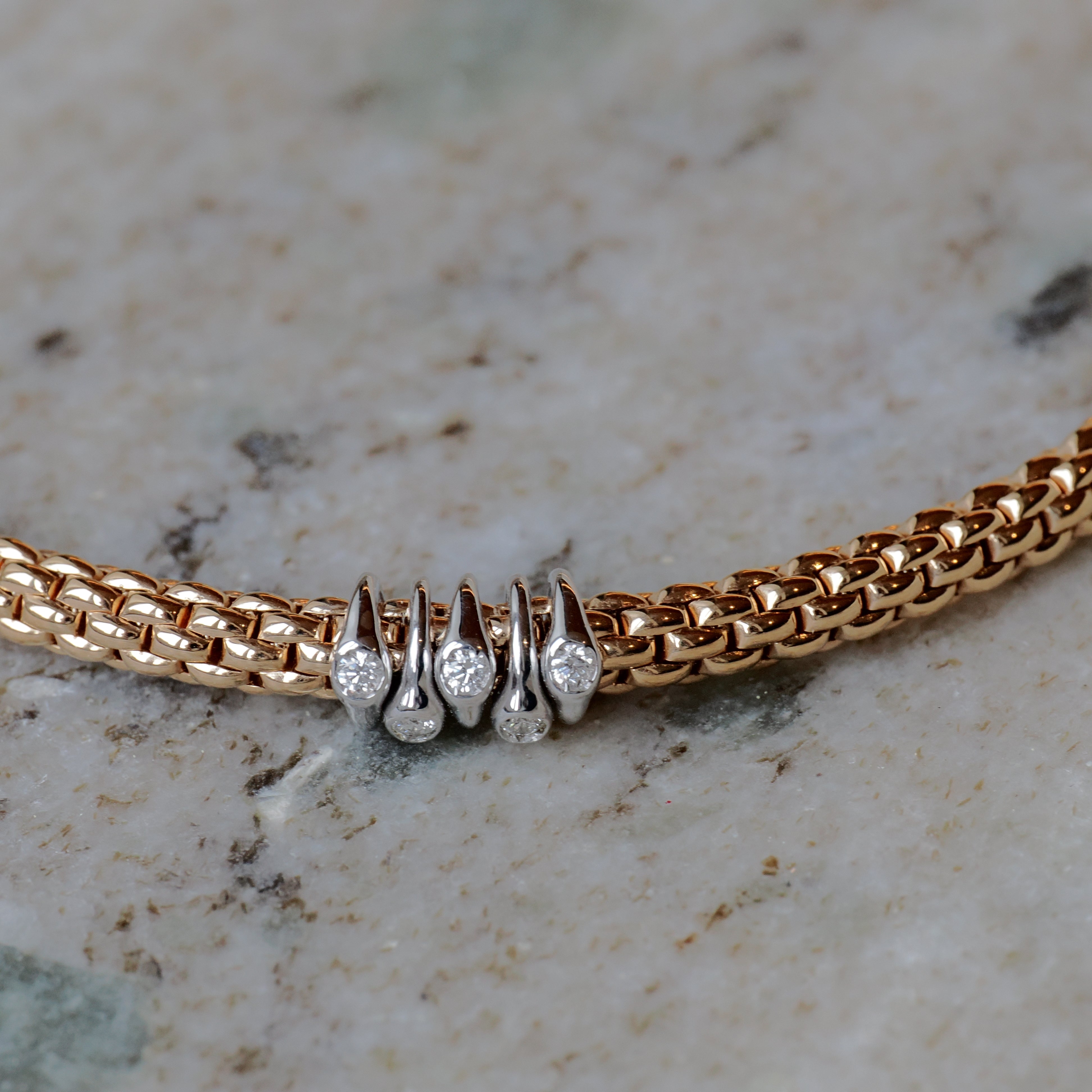 Fope - Fope Prima Armband mit 5 Brillanten Roségold Größe M - [product_sku]