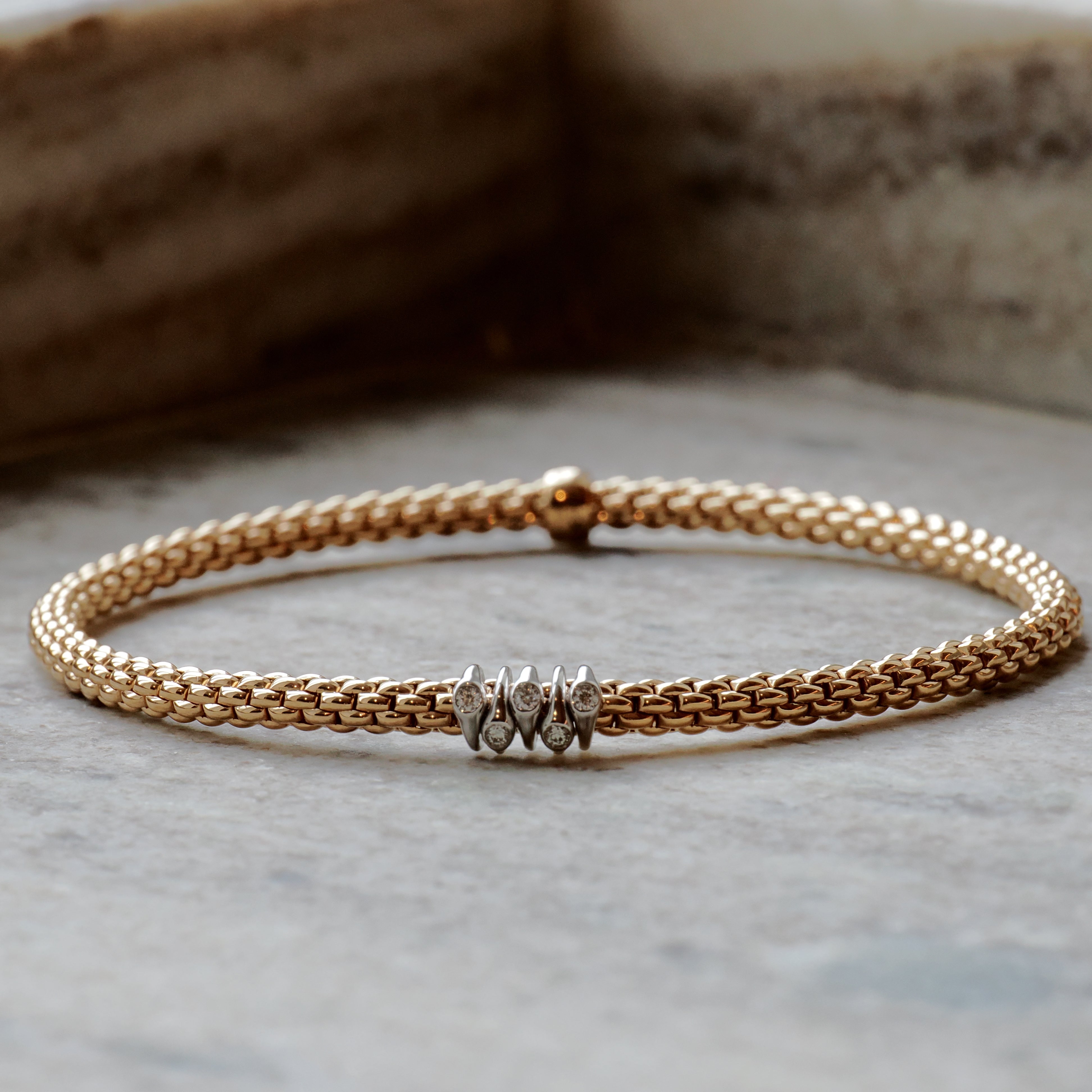 Fope - Fope Prima Armband mit 5 Brillanten Roségold Größe M - [product_sku]