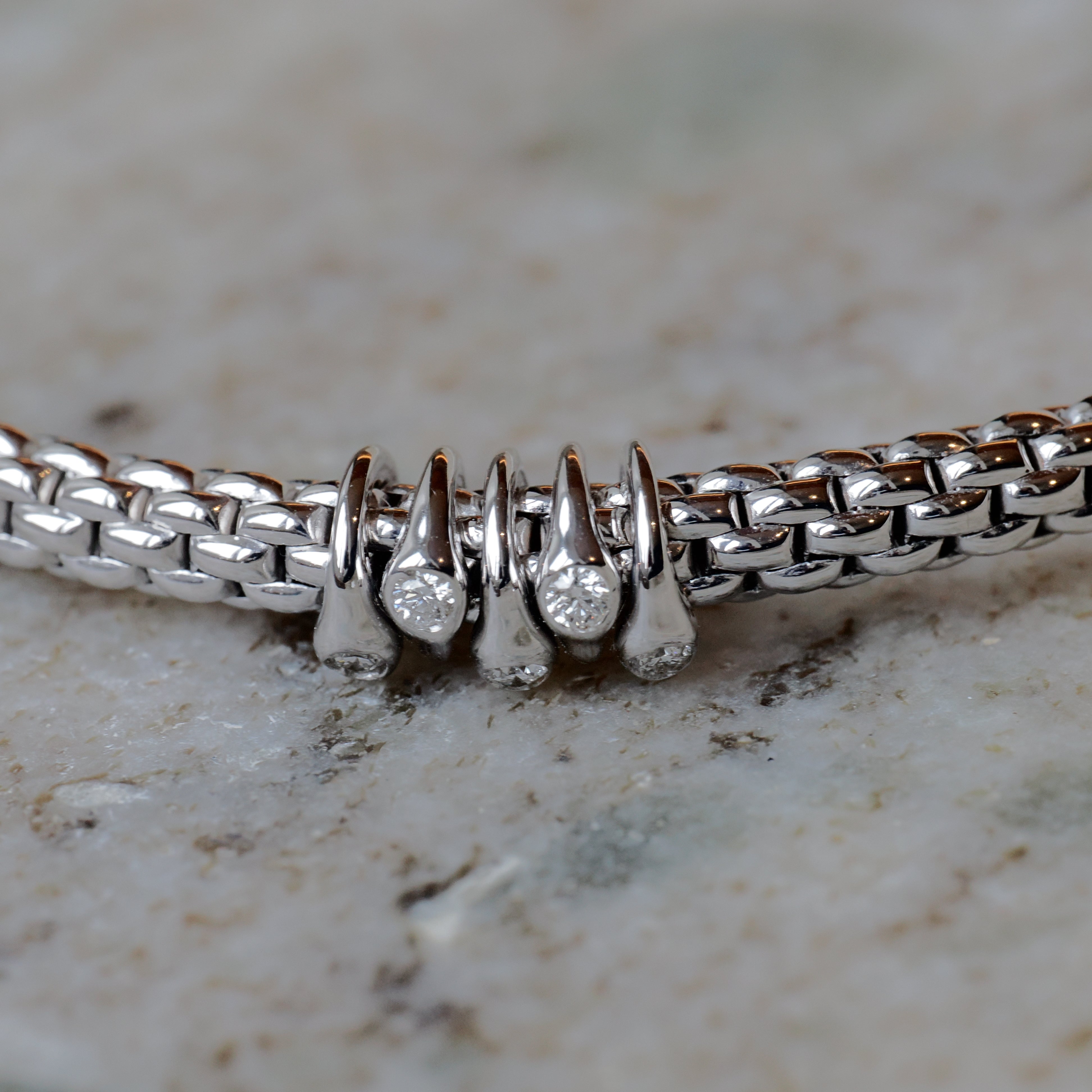 Fope - Fope Prima Armband mit 5 Brillanten Weißgold Größe S - [product_sku]