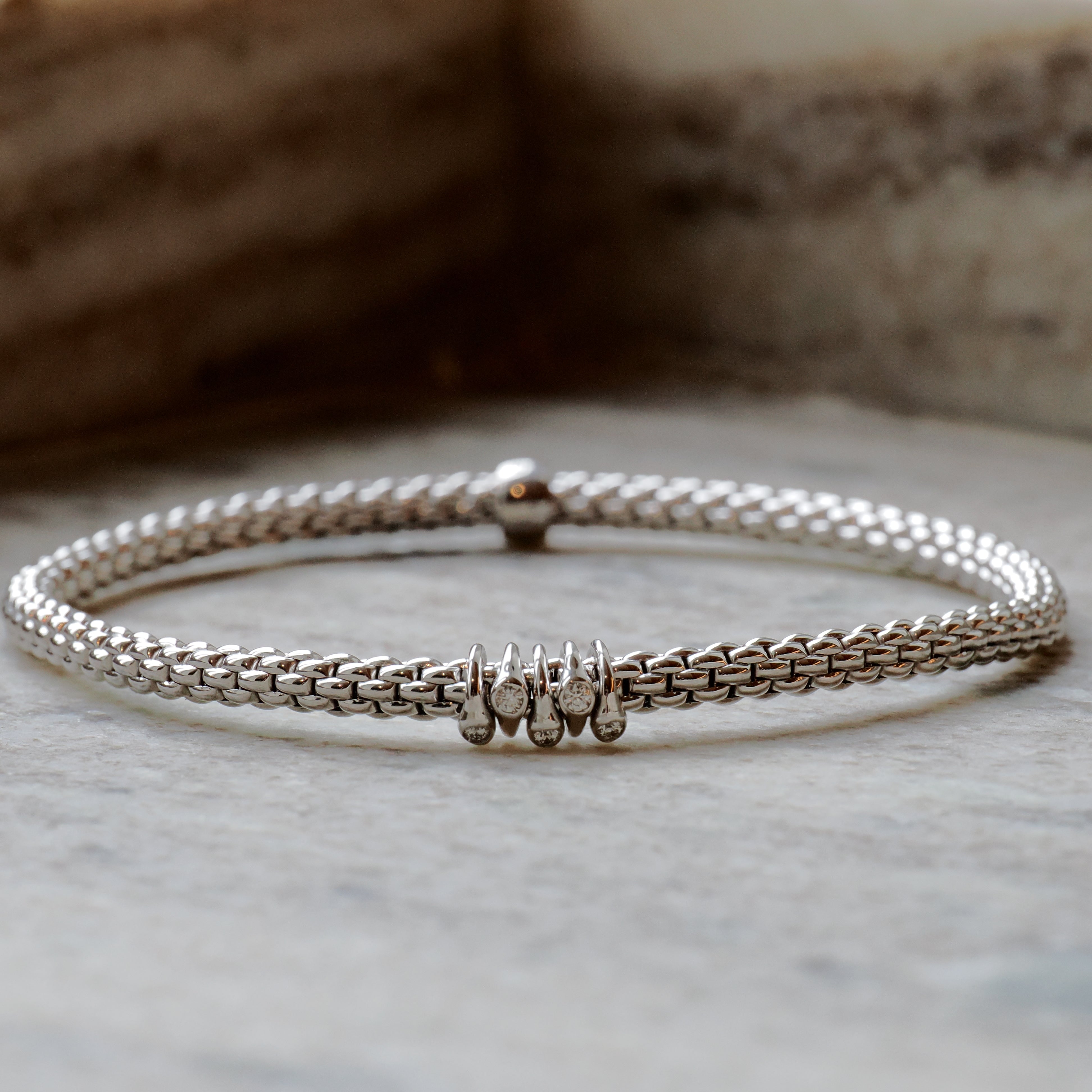 Fope - Fope Prima Armband mit 5 Brillanten Weißgold Größe S - [product_sku]