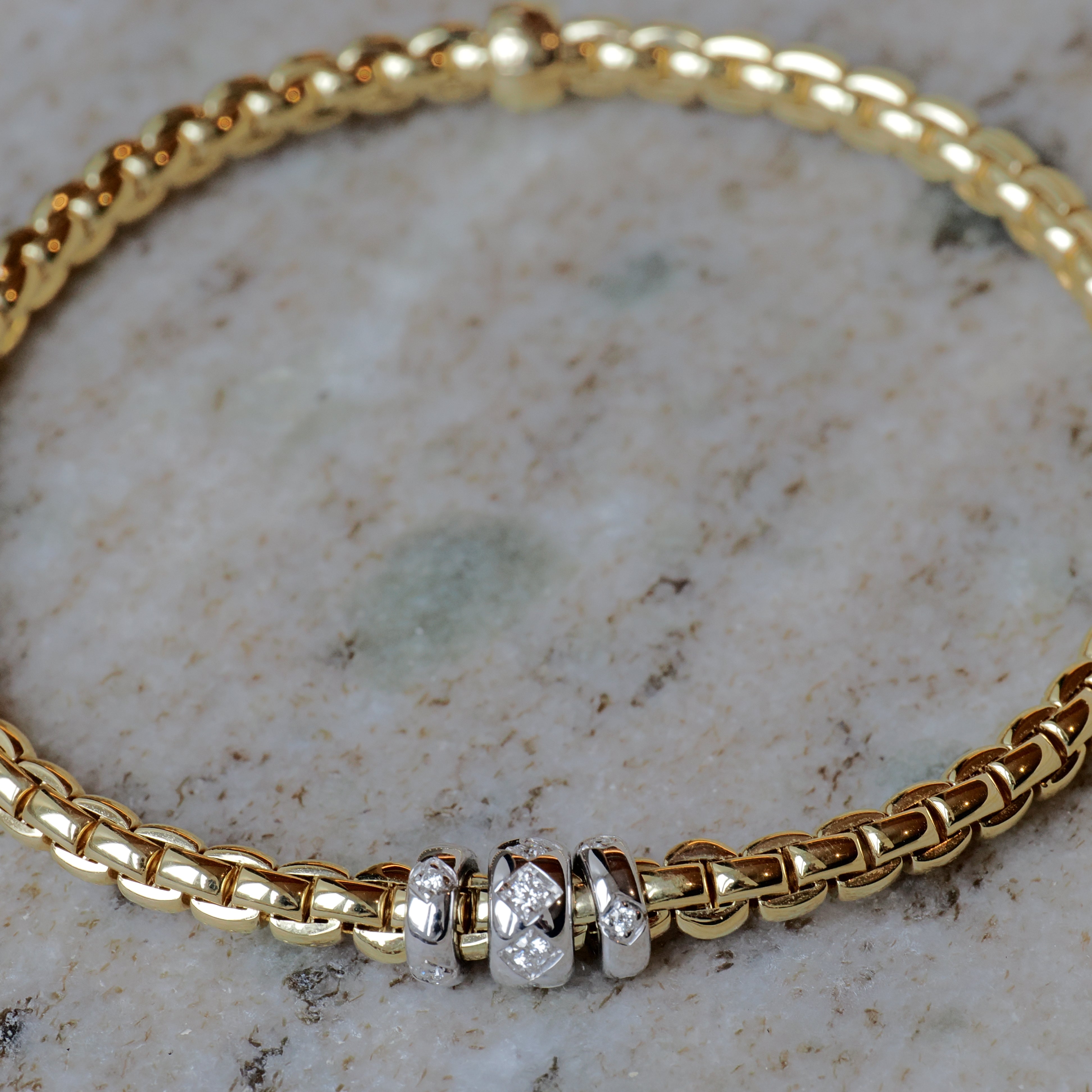Fope - Fope Armband 18K Gelbgold mit rautenförmigen Diamanten Größe M - [product_sku]