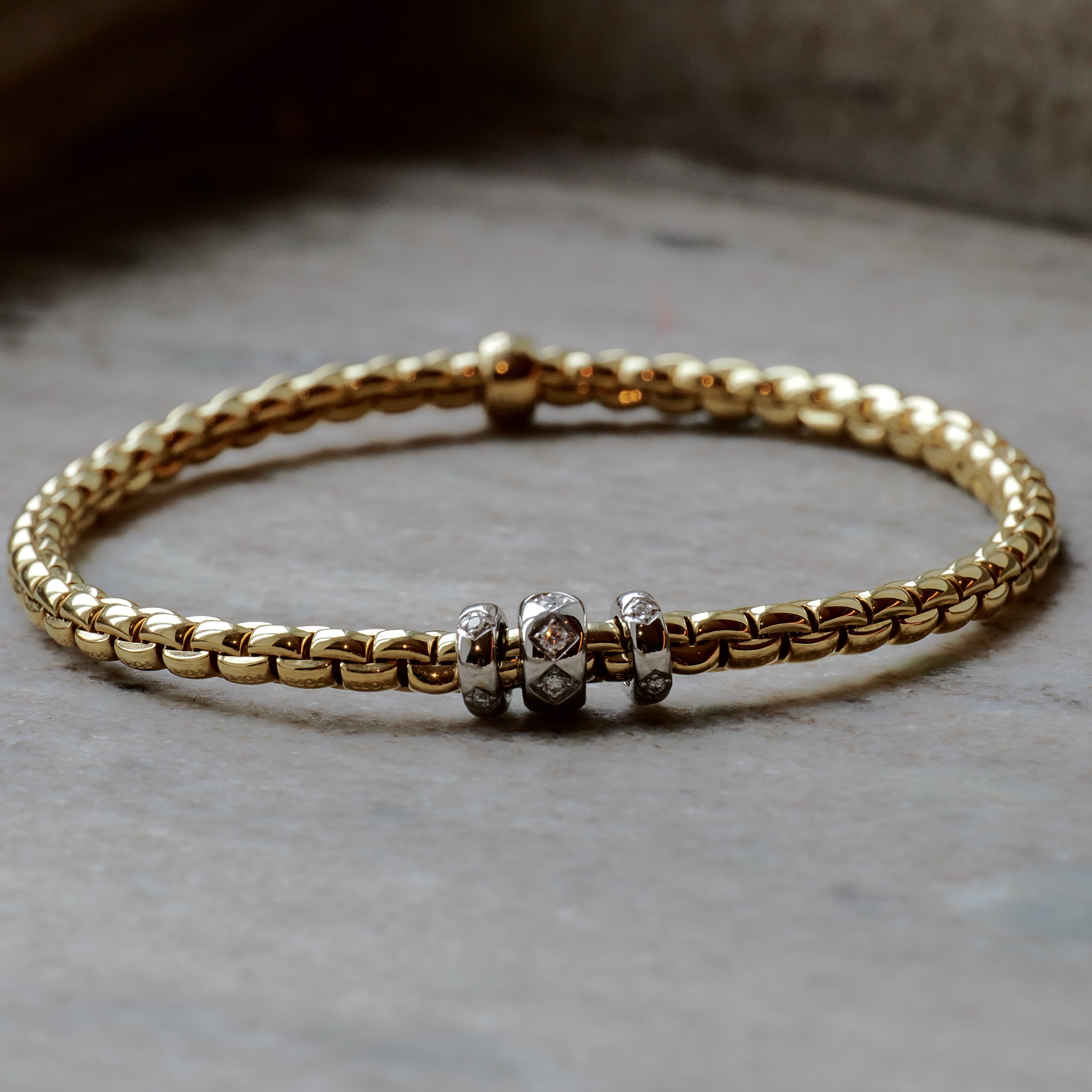 Fope - Fope Armband 18K Gelbgold mit rautenförmigen Diamanten Größe M - [product_sku]