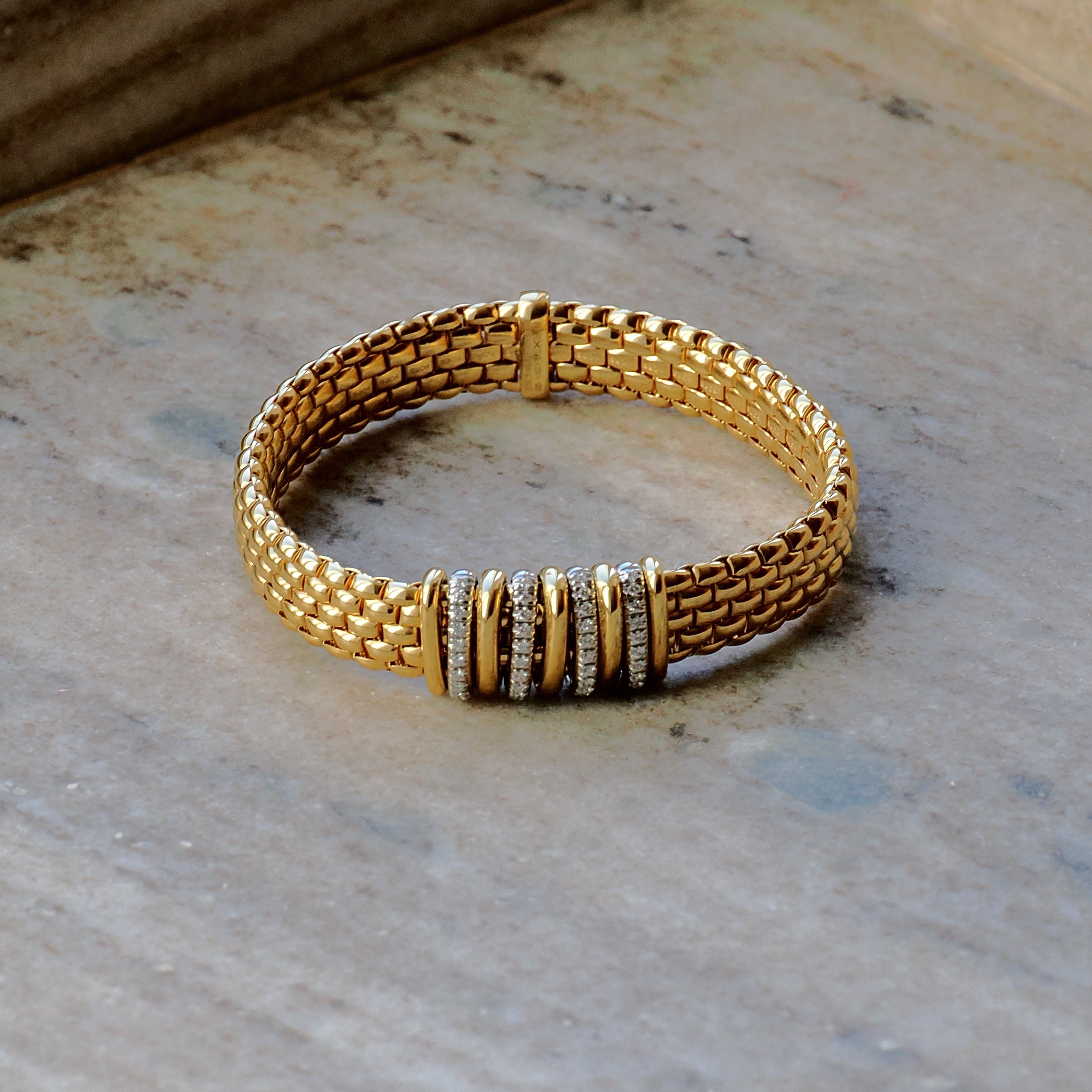 Flex'it Armband Triple-Mesh mit Pavé in 18K Gelbgold Gr. M