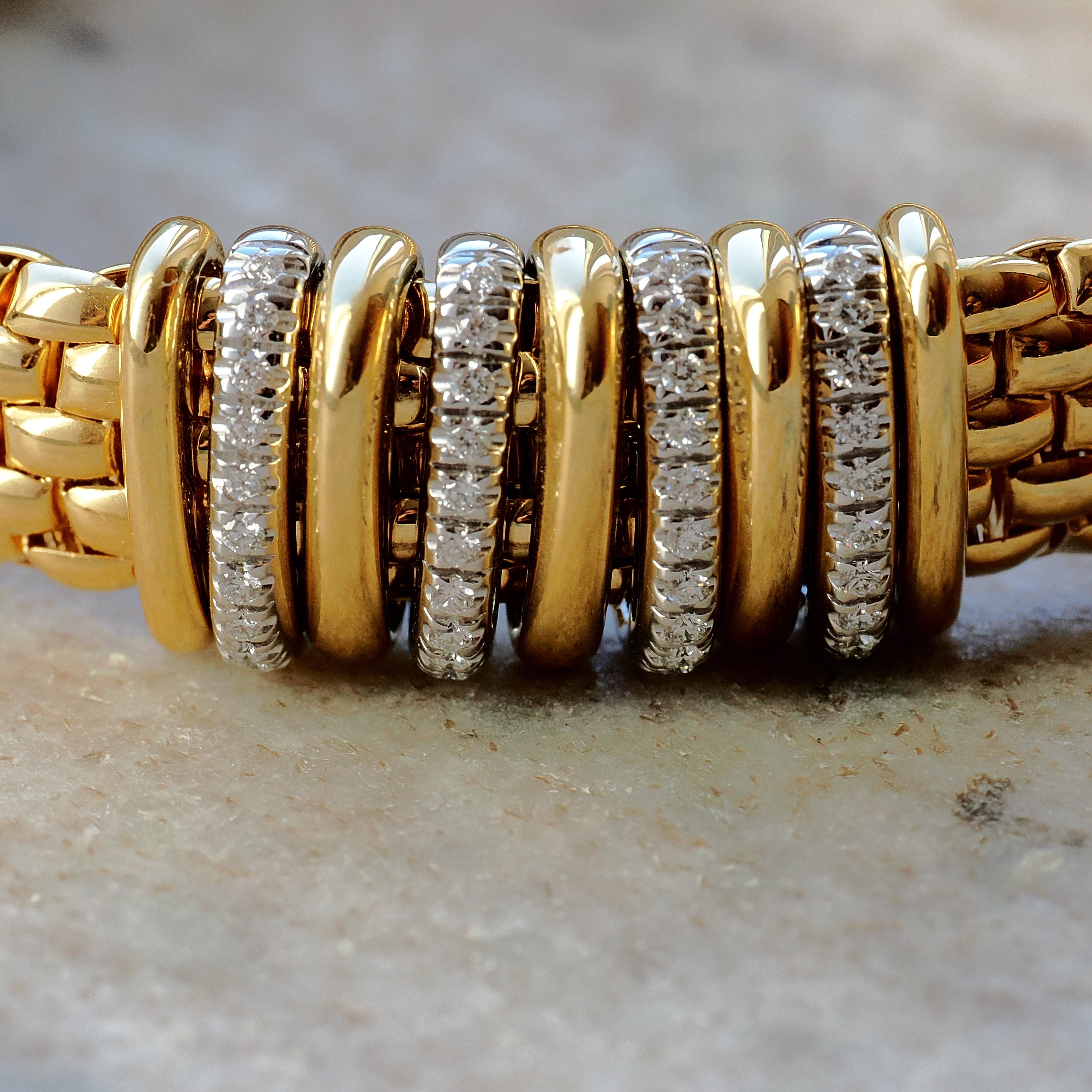 Flex'it Armband Triple-Mesh mit Pavé in 18K Gelbgold Gr. M