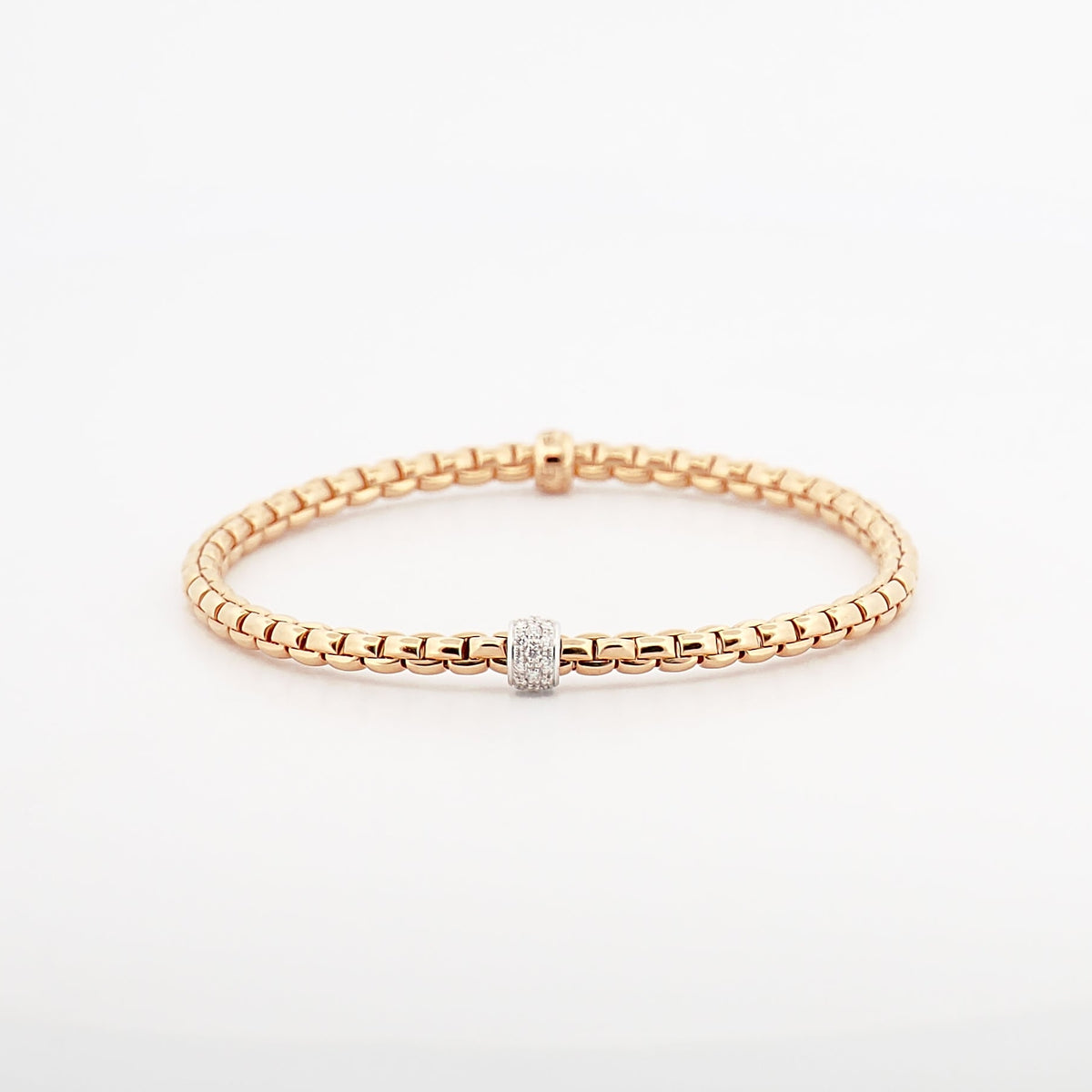 Flex'it Armband aus 18K Roségold mit Rondell aus Gold und mehreren Diamanten Gr. M