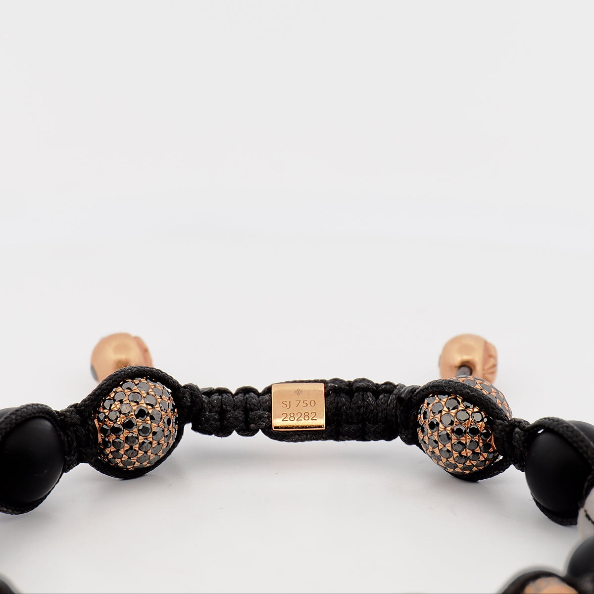 Armband in 18k Rosé- und Weißgold mit schwarzen Rohdiamanten und Keramikperlen - Juwelier Spliedt