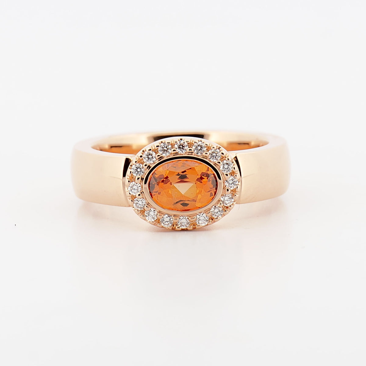 Ring in Roségold mit Mandarin Granat und Brillanten Größe 54 - Juwelier Spliedt
